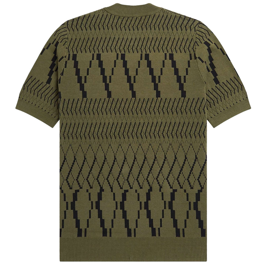 Fred Perry Argyle Panel Knitted T-Shirt - Uniform Green
