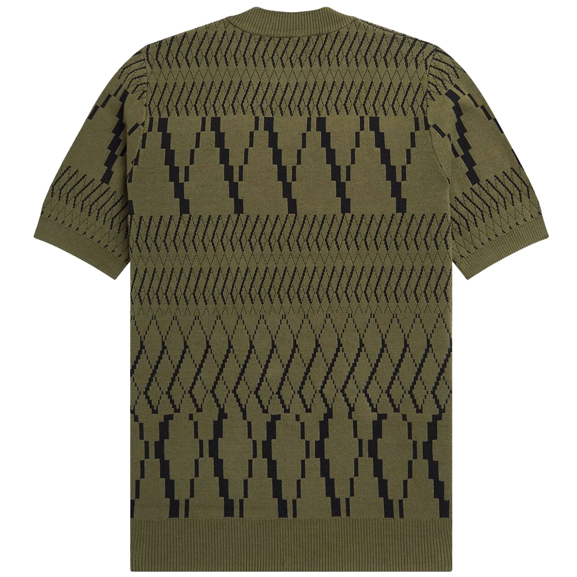 Fred Perry Argyle Panel Knitted T-Shirt - Uniform Green