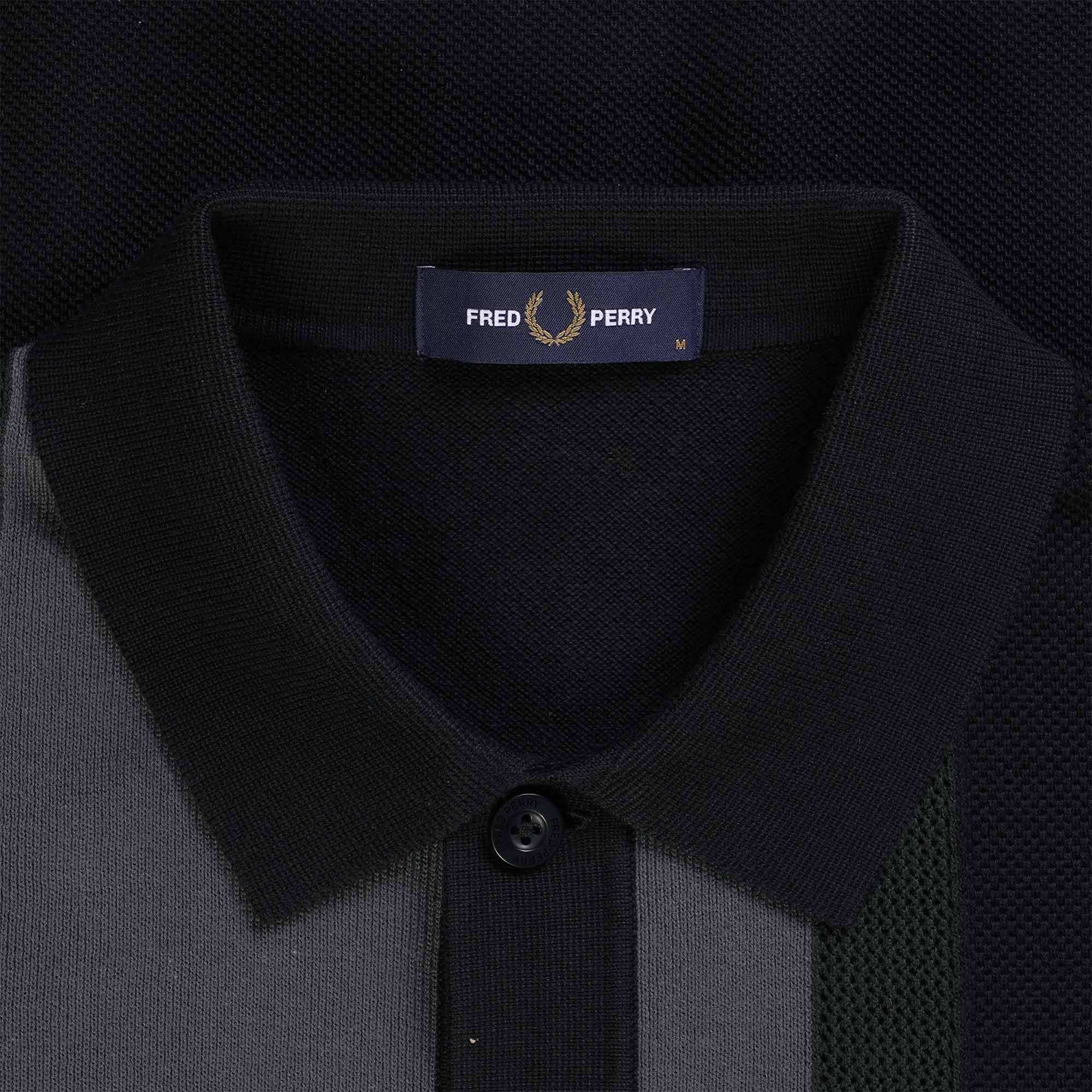Fred Perry Striped Knitted Shirt - Black