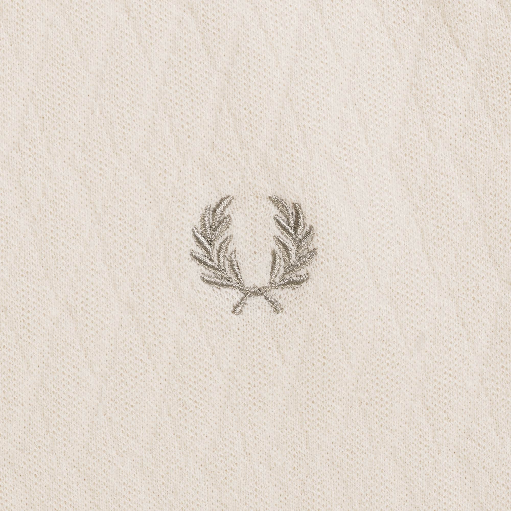 Fred Perry Tonal Panel Knitted Shirt - Ecru