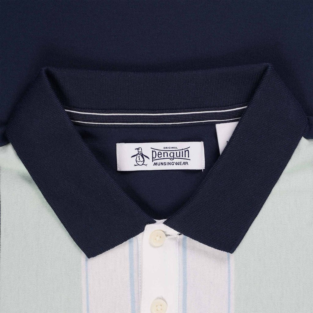 Original Penguin Premium Stripe Short Sleeve Polo Shirt - Dress Blue