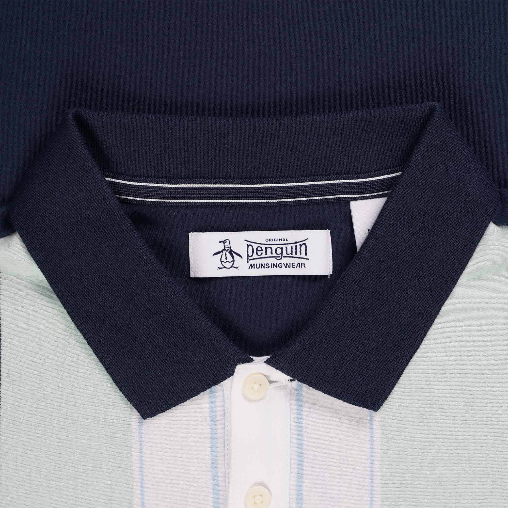 Original Penguin Premium Stripe Short Sleeve Polo Shirt - Dress Blue