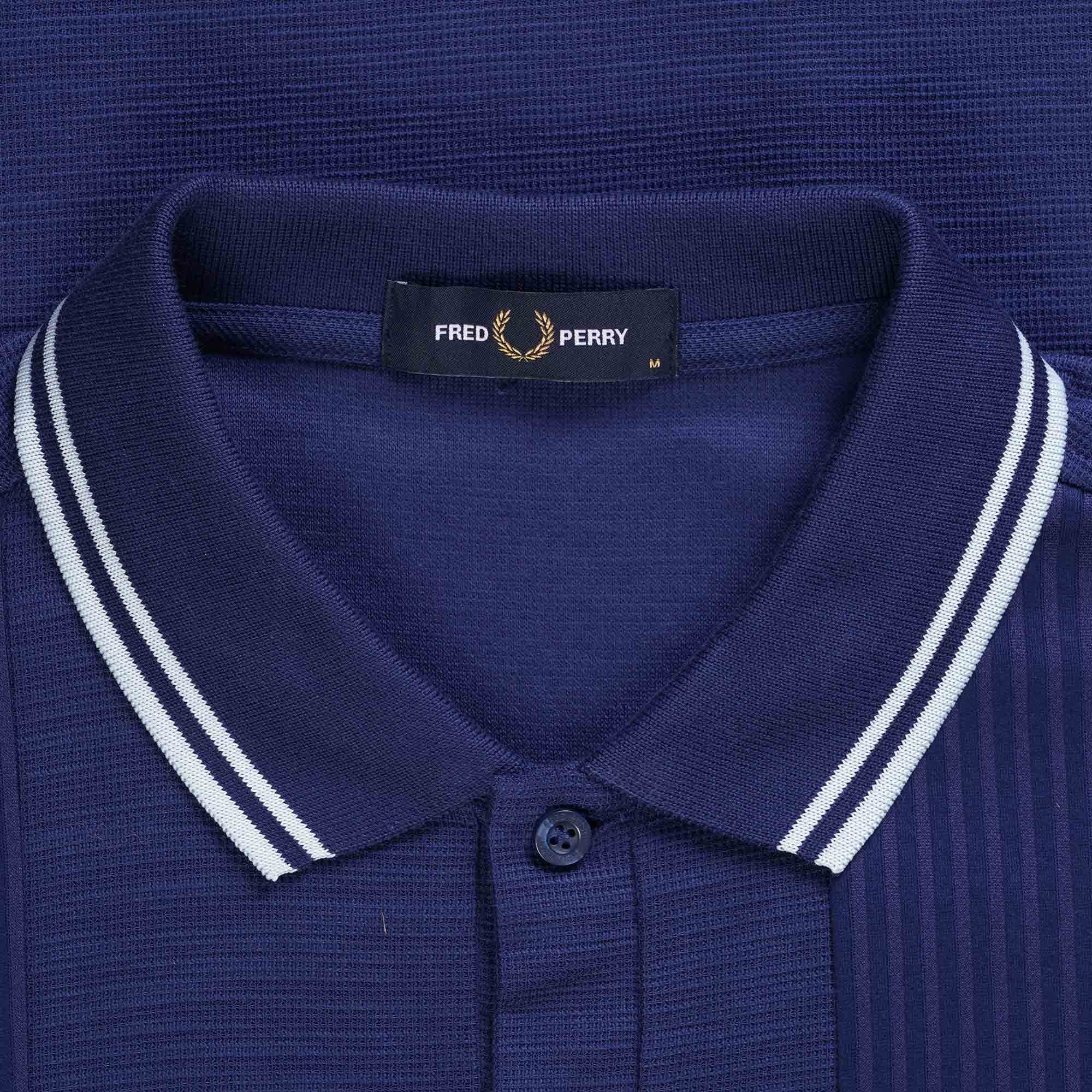 Fred Perry Seersucker Panel Polo Shirt - French Navy