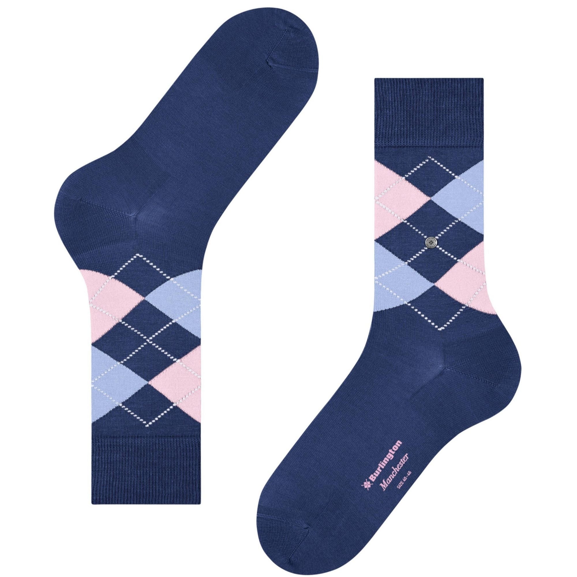 Burlington Socks Manchester Socks - Blue and Pink
