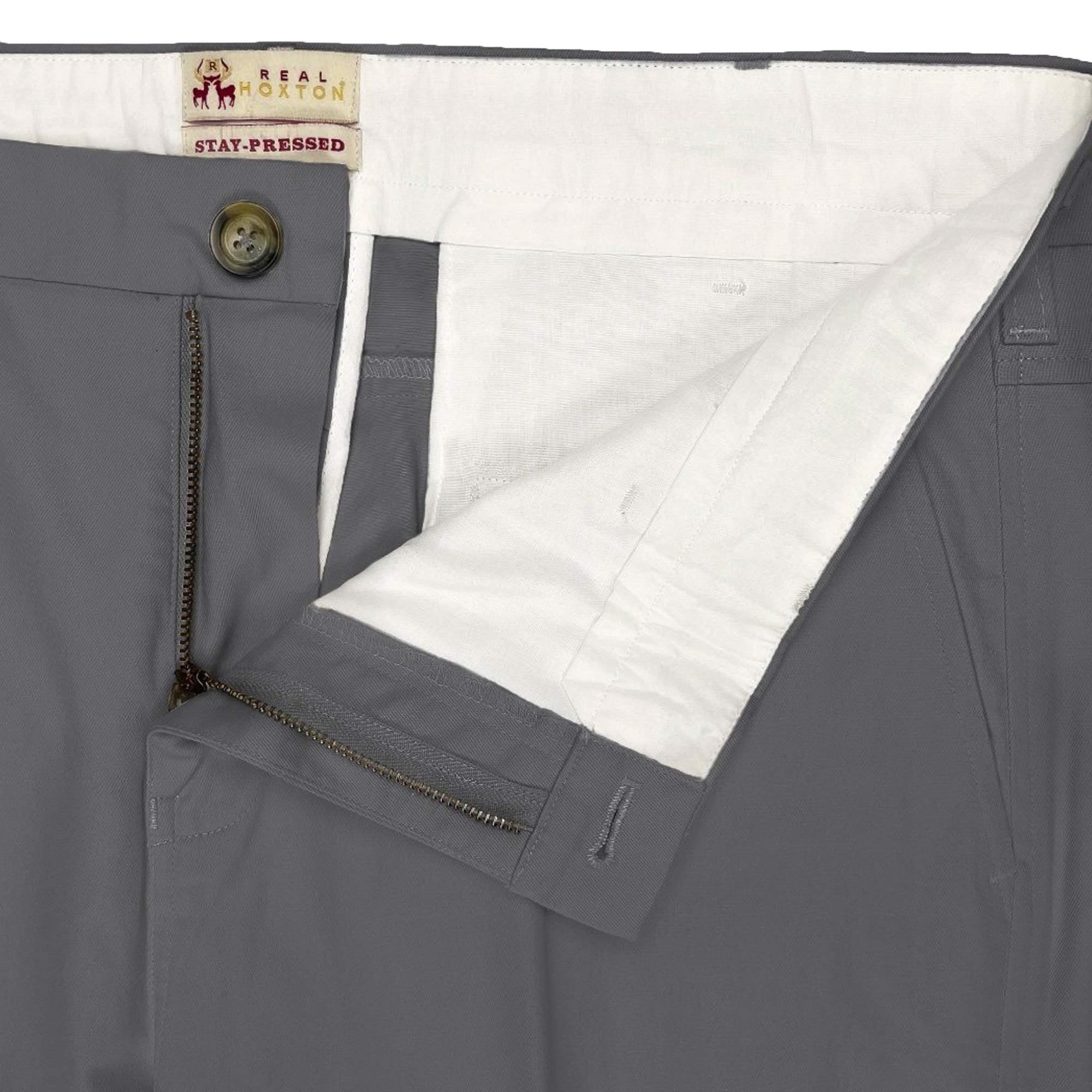 Real Hoxton Stay Pressed Trousers - Grey