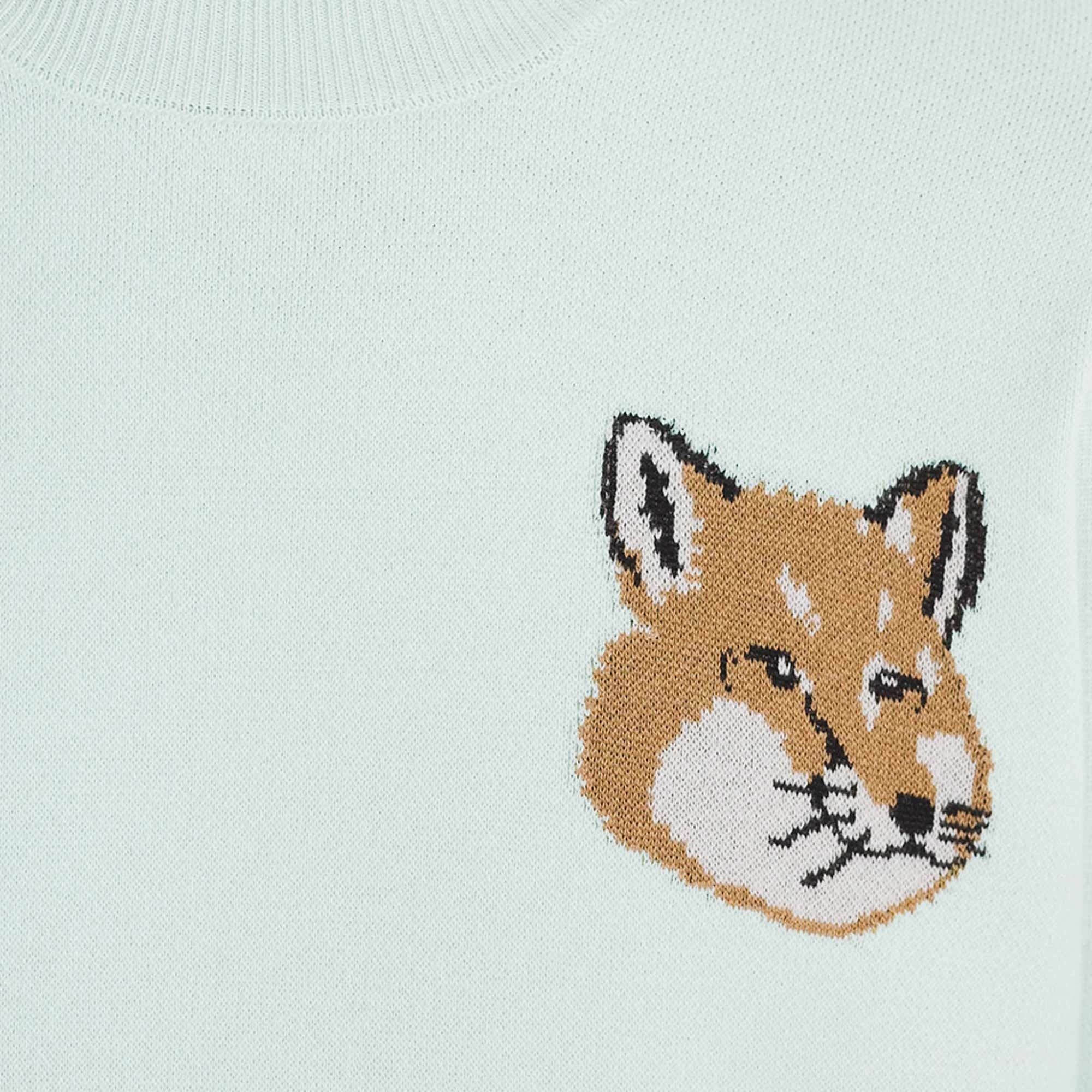 Maison Kitsune Mini Fox Head Intarsia Comfort Jumper - Blue Haze