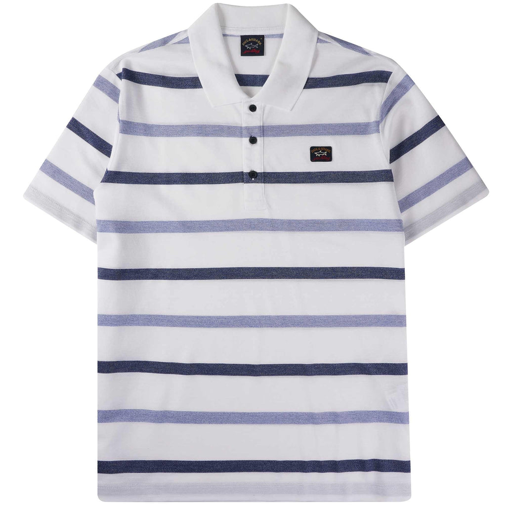Paul and Shark Stripe Polo Shirt - Blue