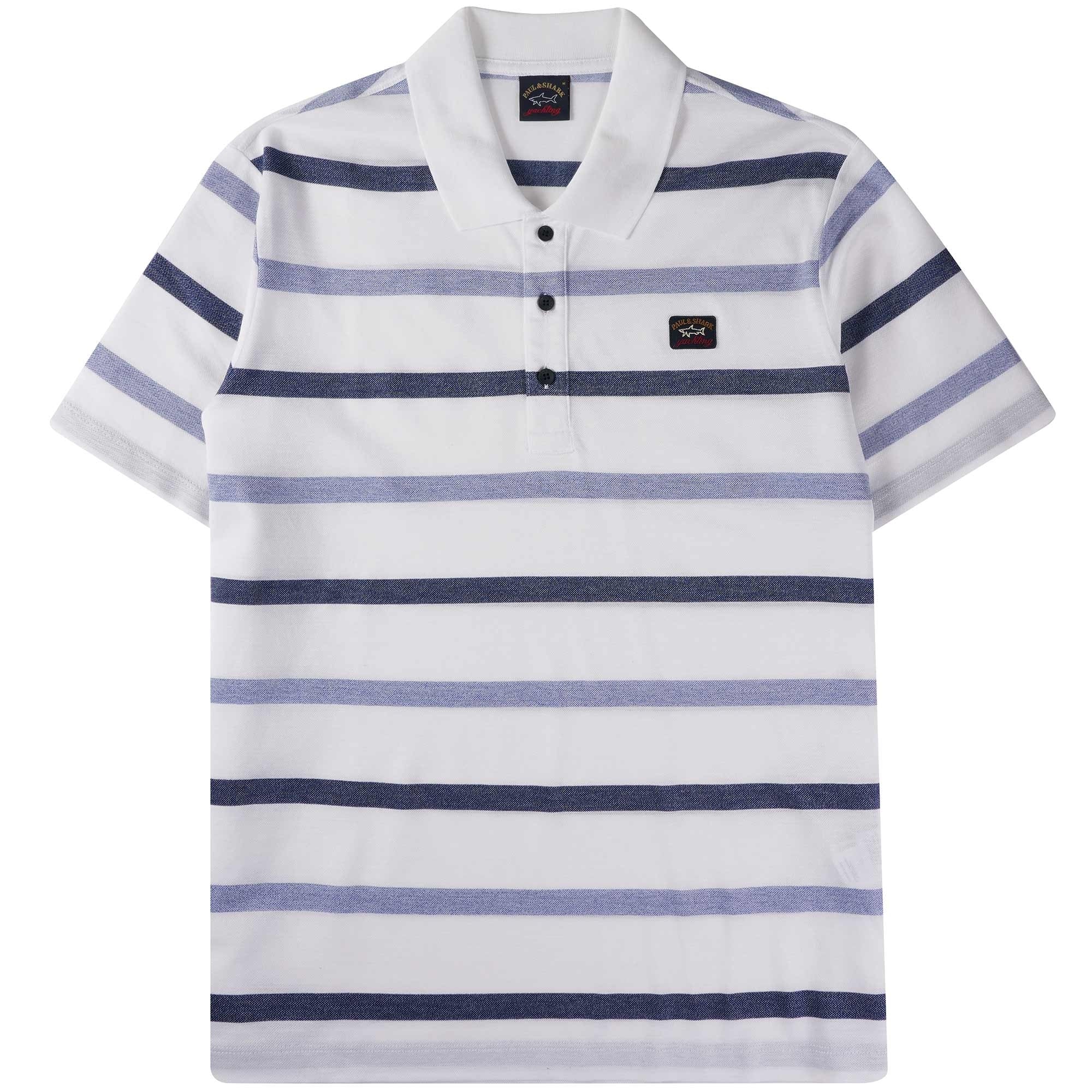 Paul and Shark Stripe Polo Shirt - Blue