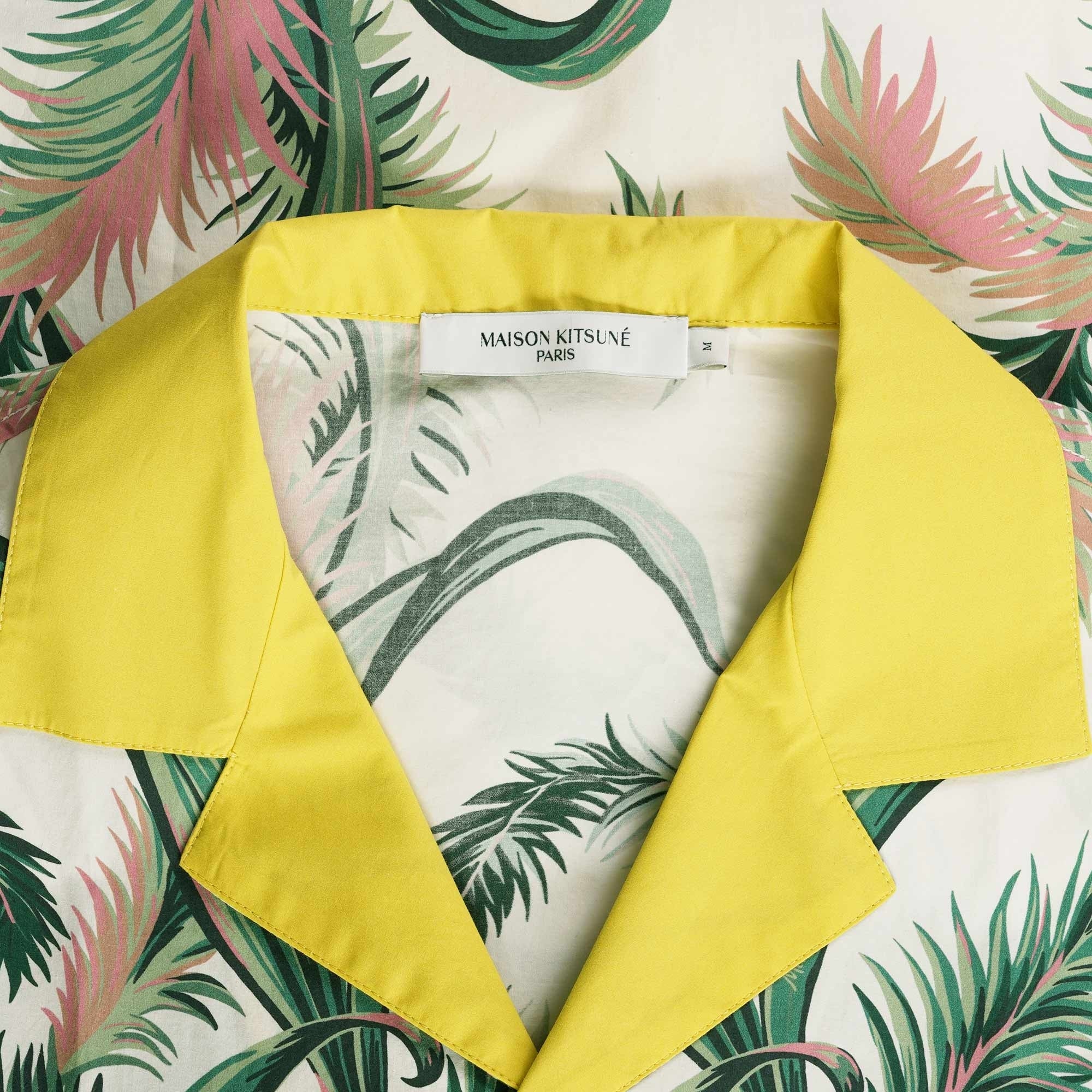 Maison Kitsune Palm Frond Print Resort Shirt - White