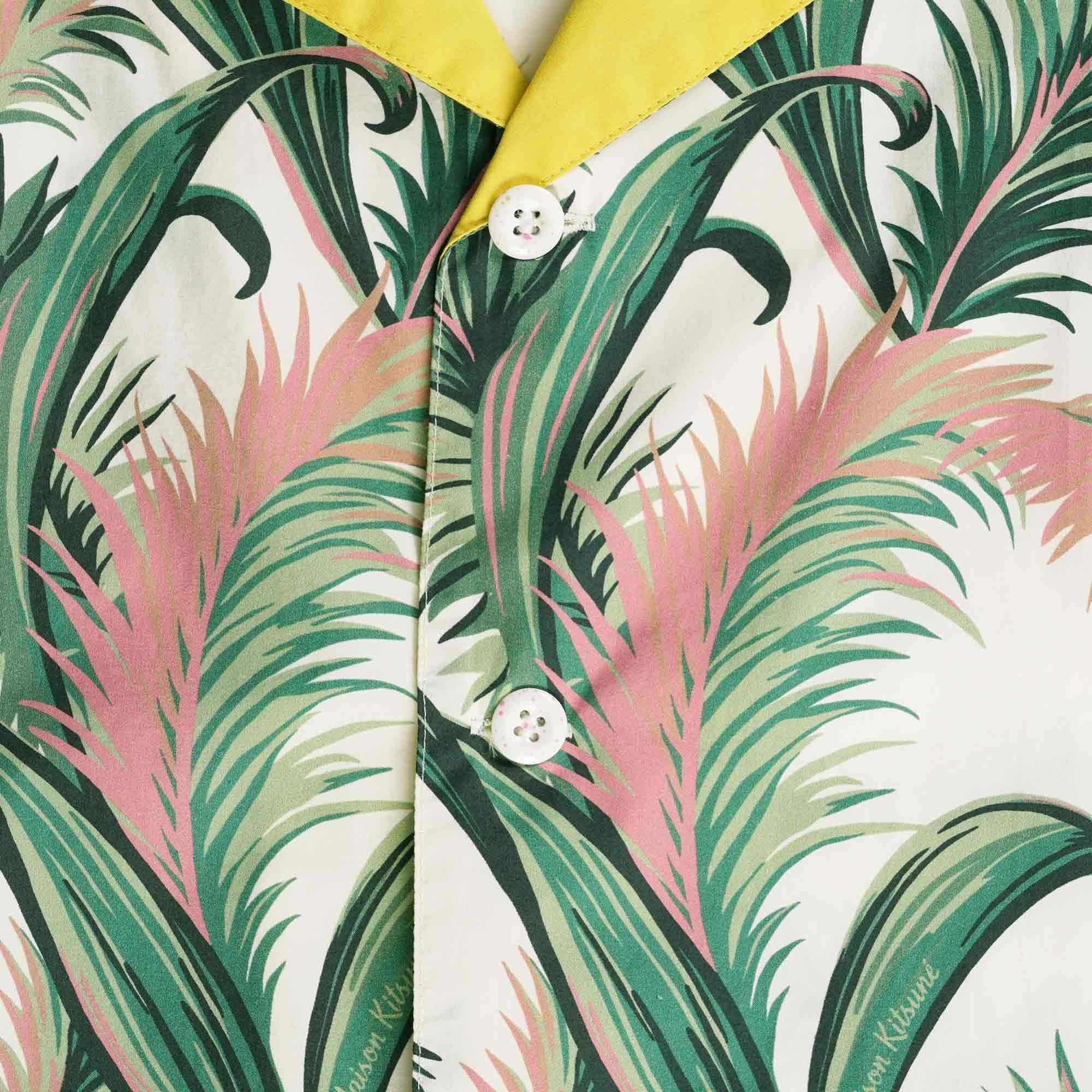 Maison Kitsune Palm Frond Print Resort Shirt - White
