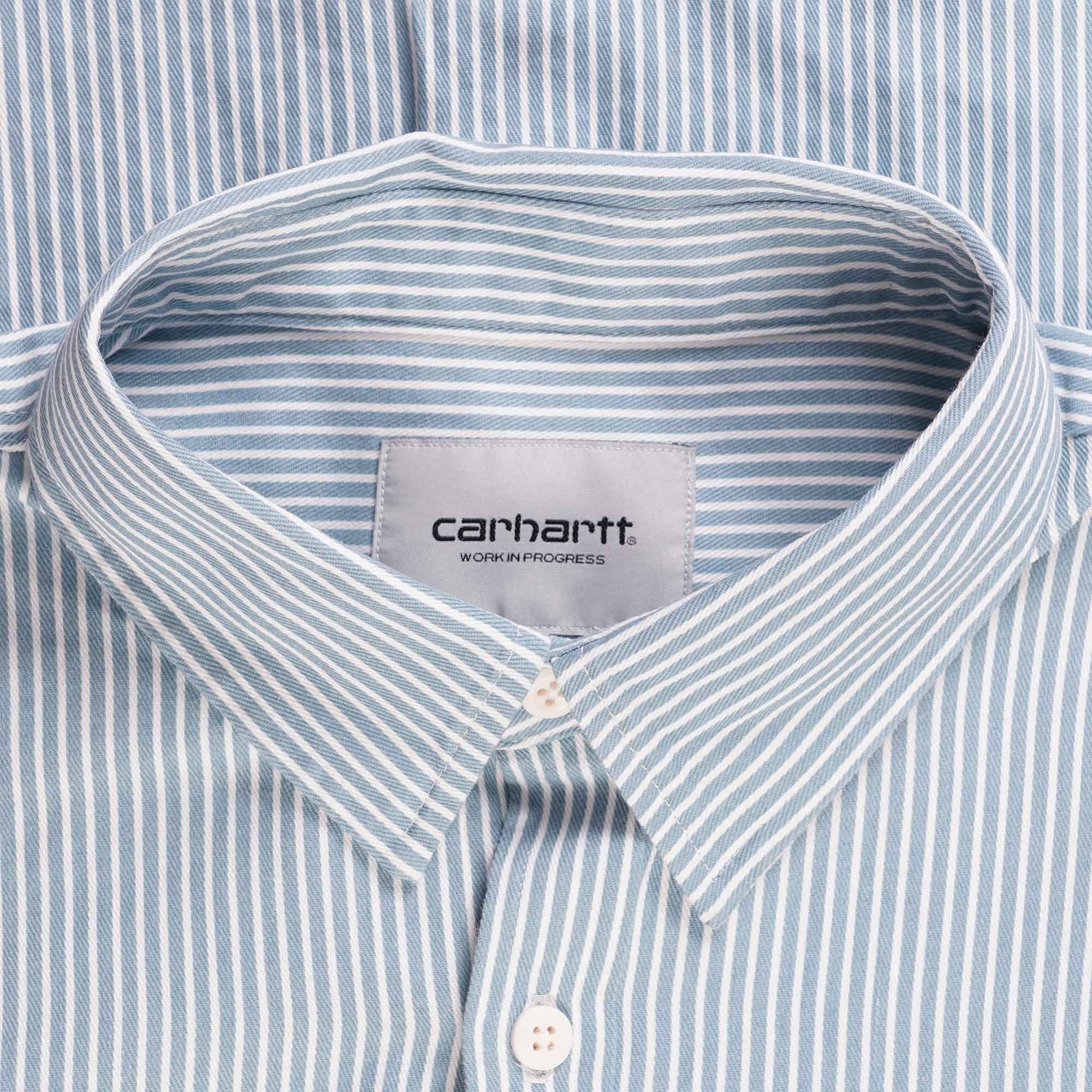 Carhartt WIP Terrell Logo-Appliqud Striped Cotton-Twill Shirt - Bleach