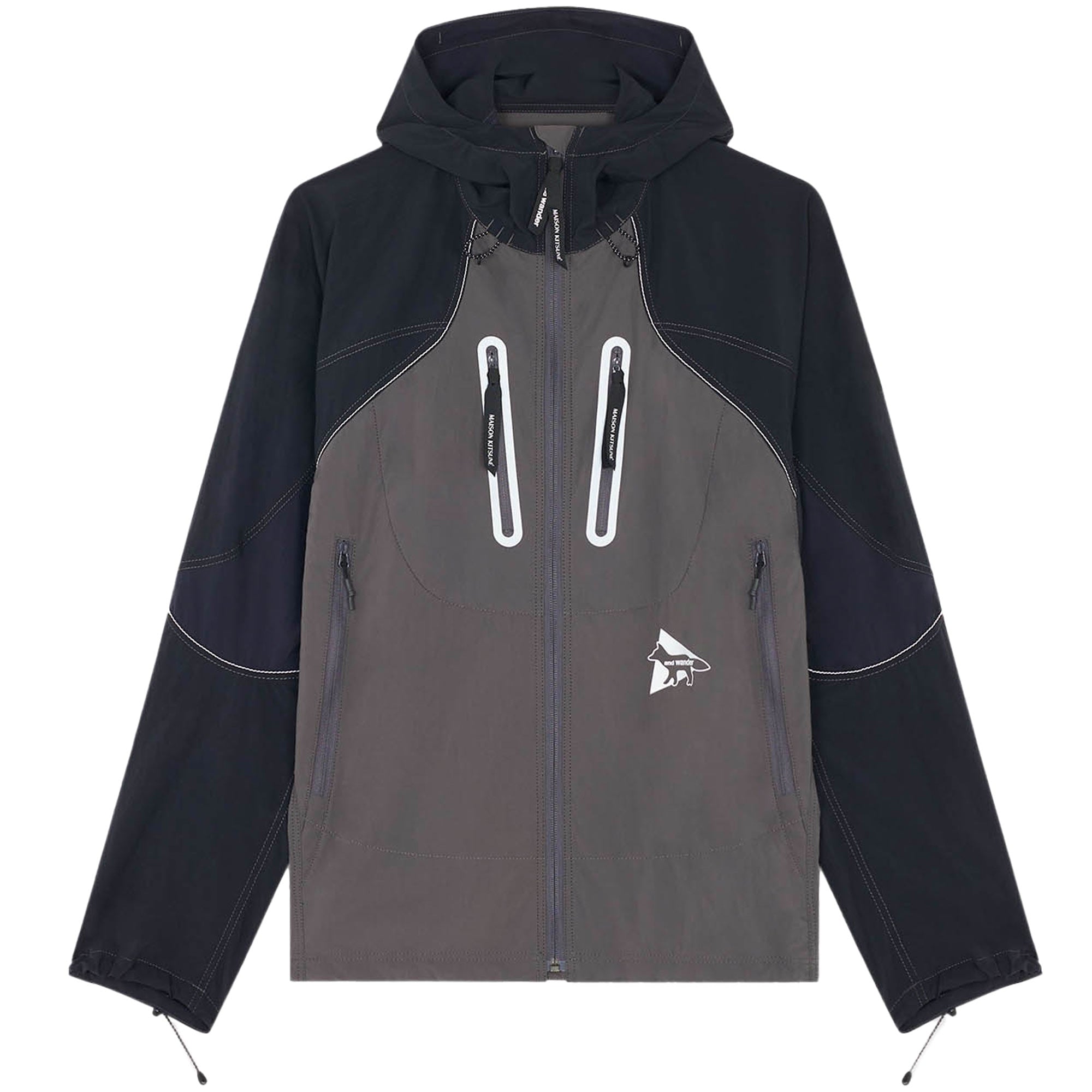 And Wander x Maison Kitsun Hiking Set Up Hooded Jacket - Black