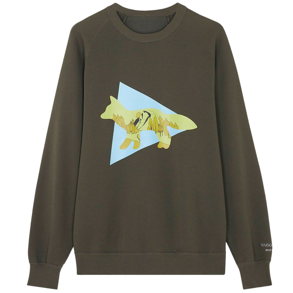 And Wander x Maison Kitsun Dry Cotton Sweatshirt - Khaki