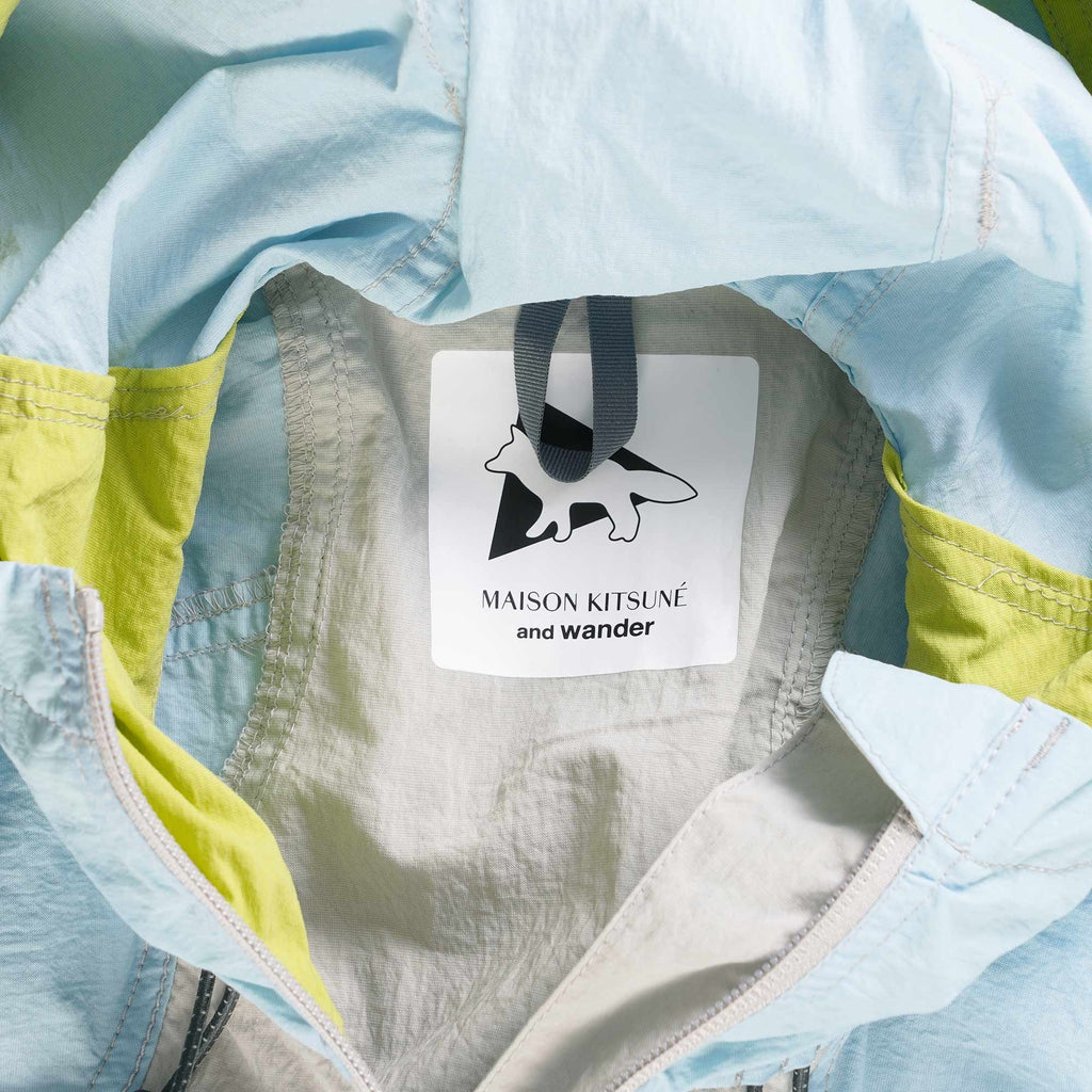 And Wander x Maison Kitsun Hiking Set Up Hooded Jacket - Light Blue