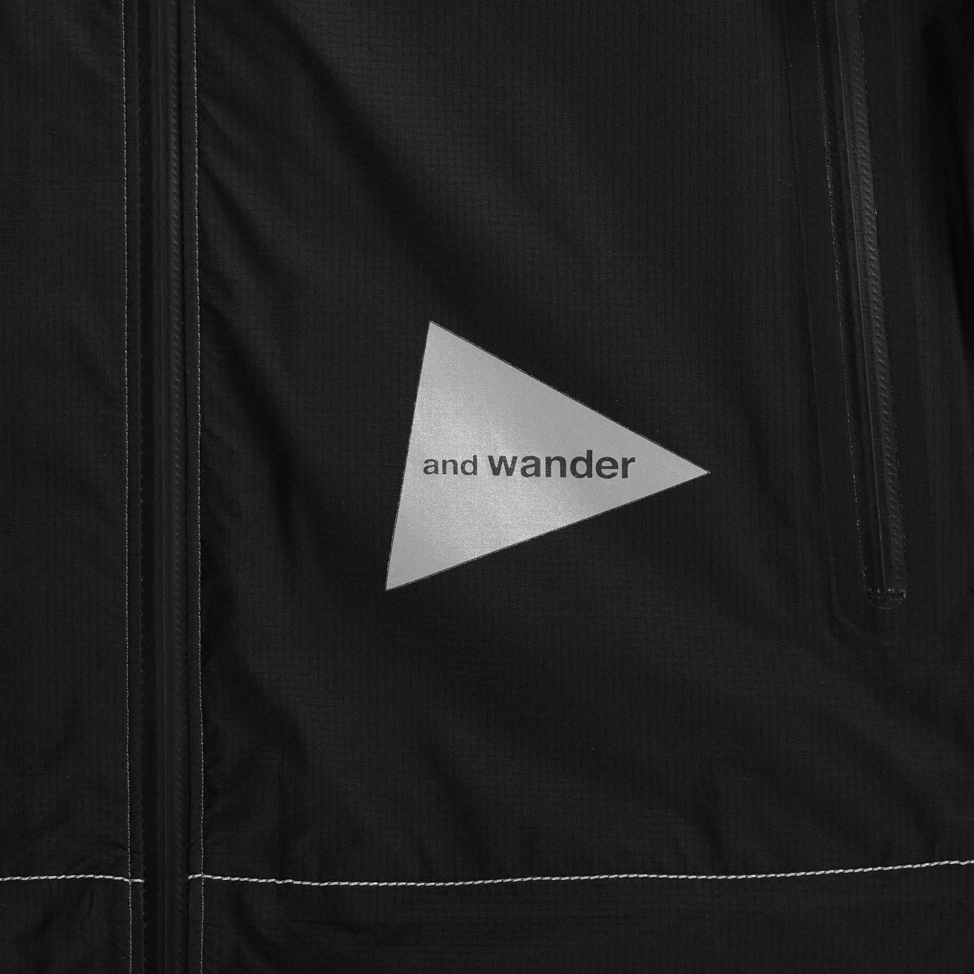 And Wander Logo-Print Ripstop Hooded Jacket - Black