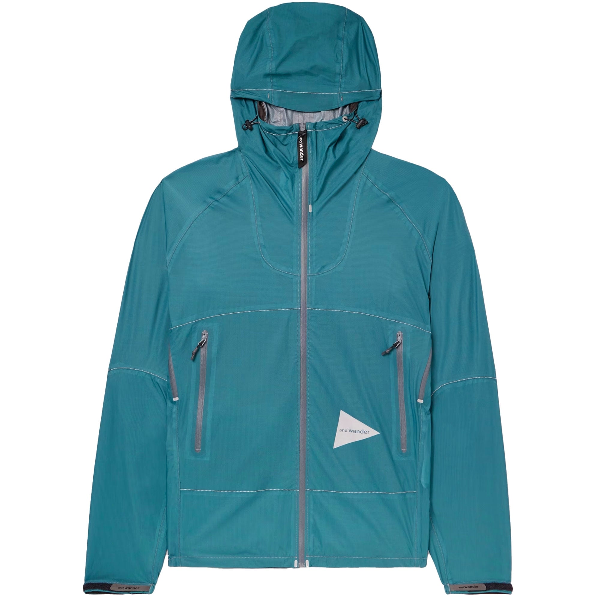 And Wander Logo-Print Ripstop Hooded Jacket - Blue