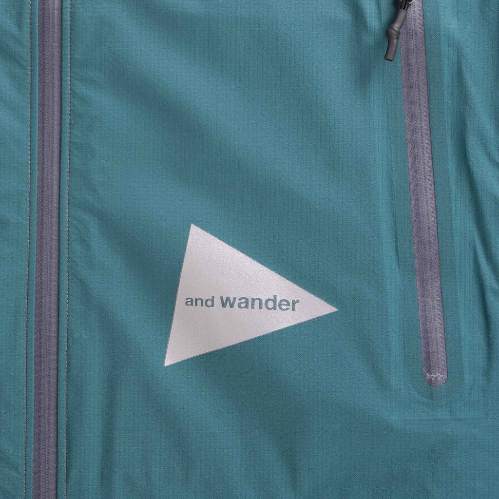 And Wander Logo-Print Ripstop Hooded Jacket - Blue
