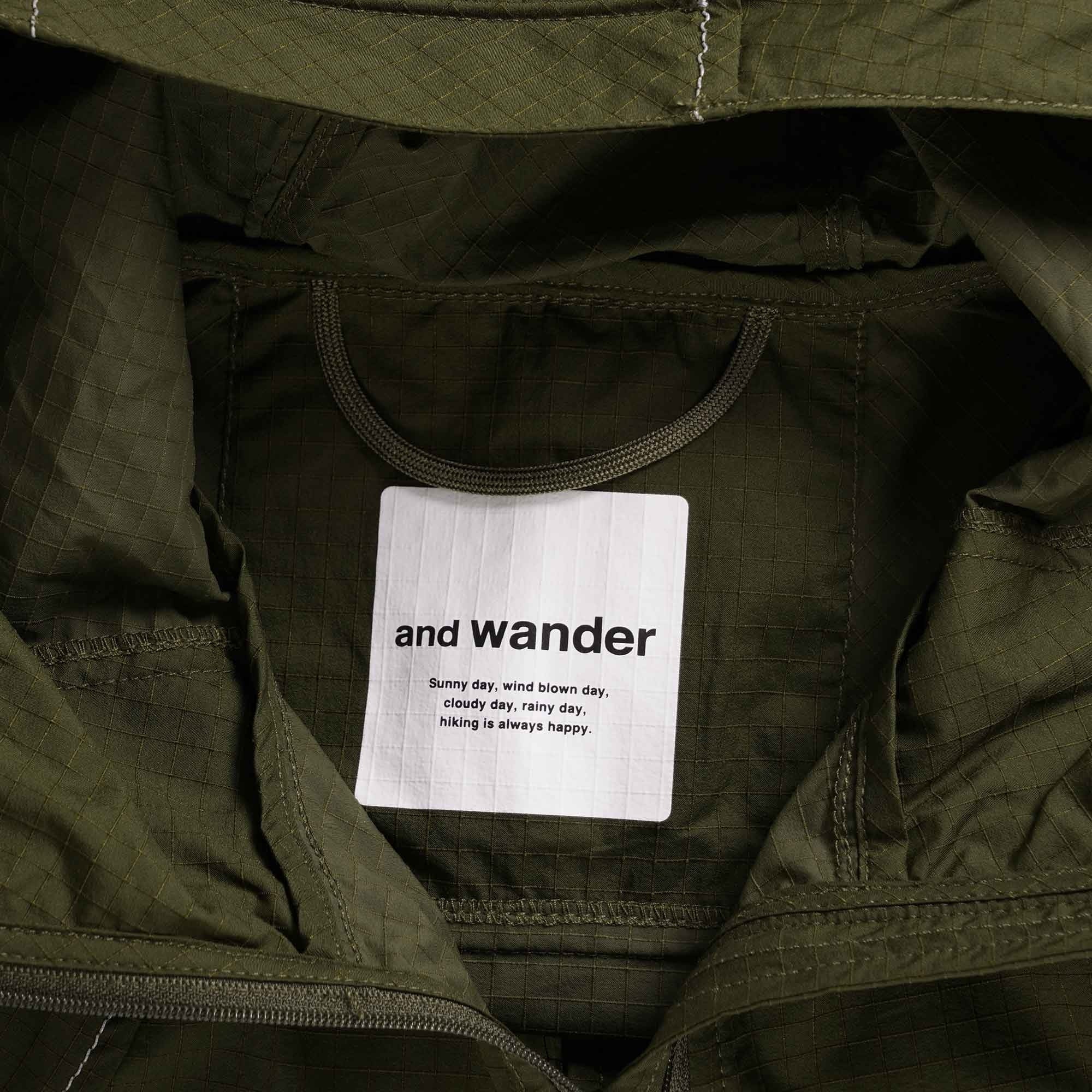 And Wander Mesh-Trimmed Ripstop Hooded Jacket - Khaki