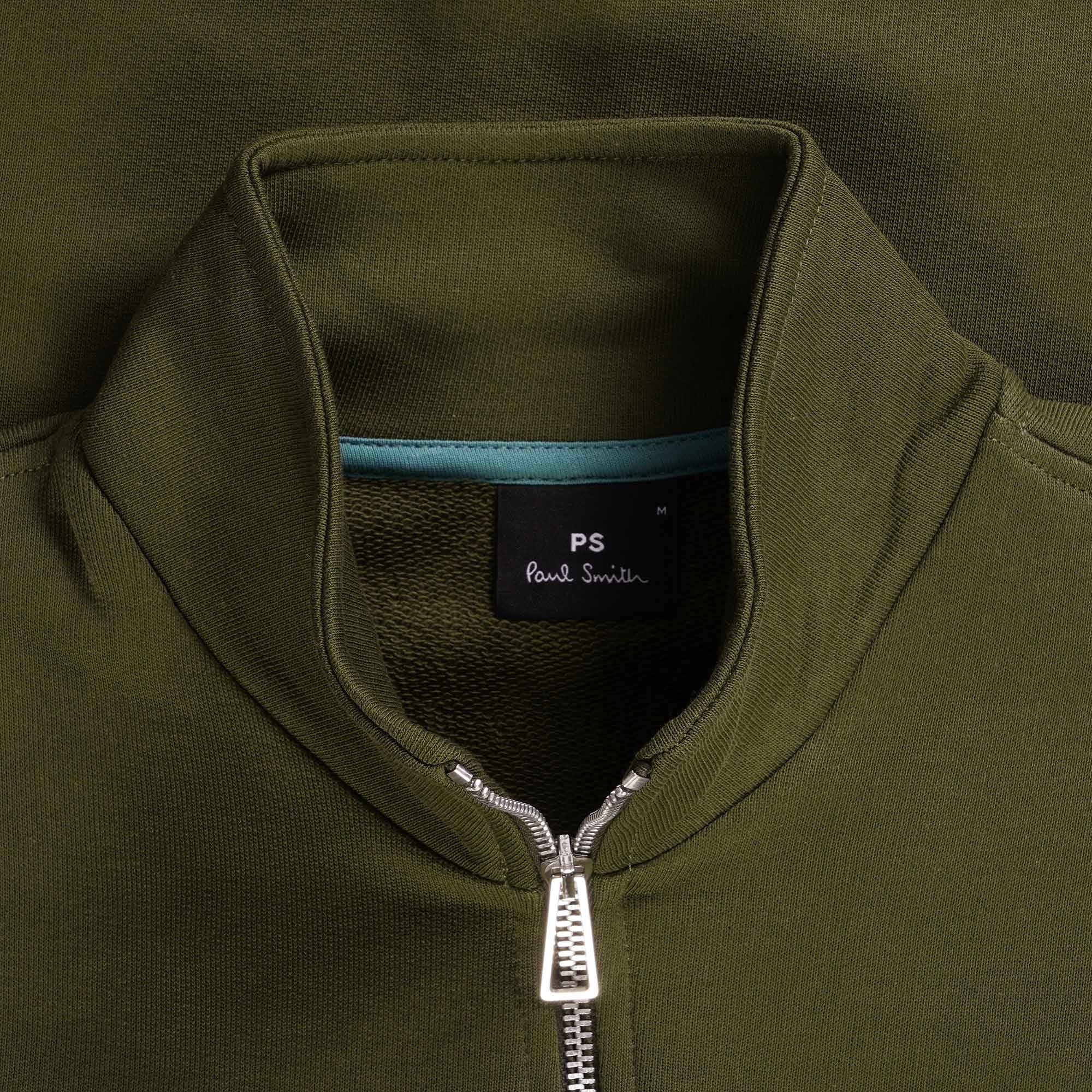 Paul Smith Zebra Logo Zip-Neck Sweatshirt - Military Green