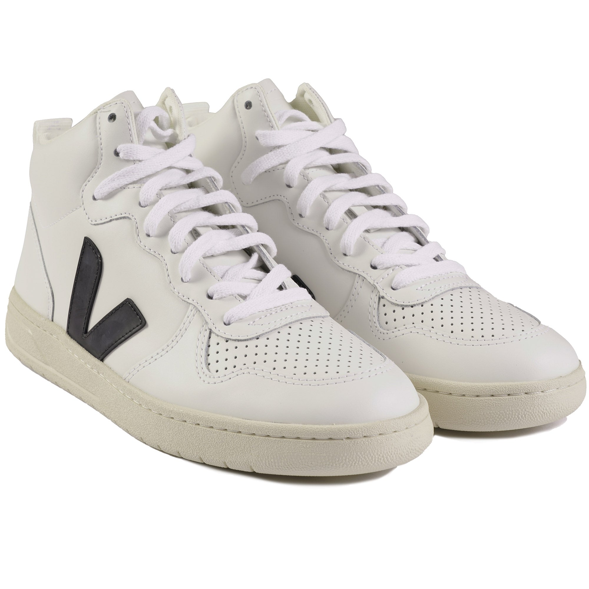 Veja V-15 Leather - White & Black