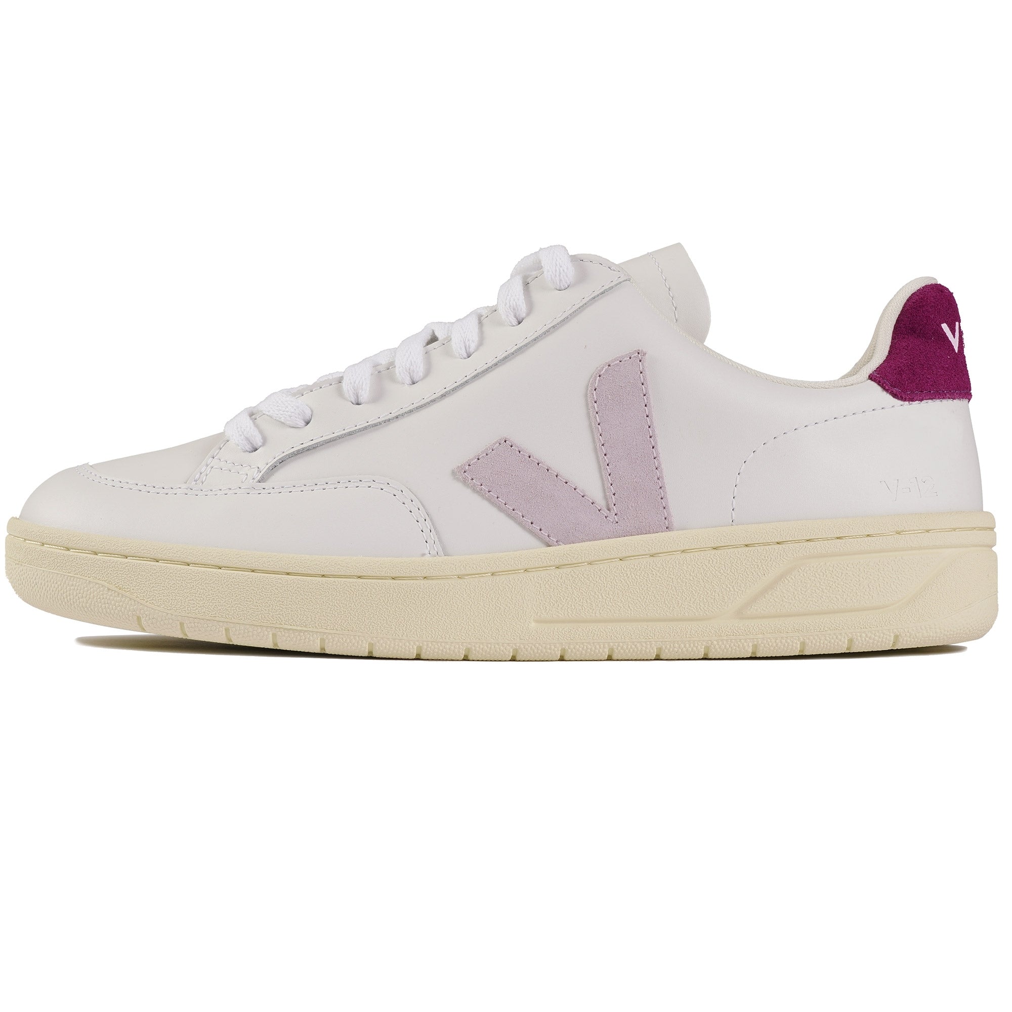 Veja Womens V-12 Leather - White & Parme