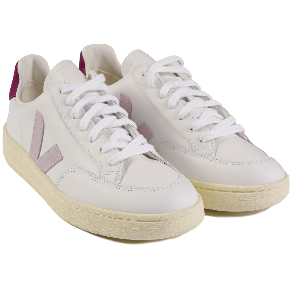 Veja Womens V-12 Leather - White & Parme