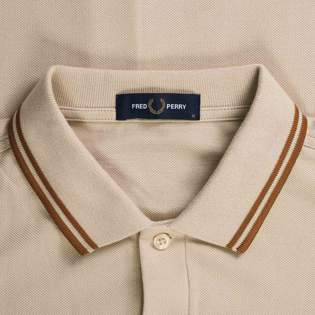 Fred Perry M3636 Long Sleeve Polo Shirt - Oatmeal
