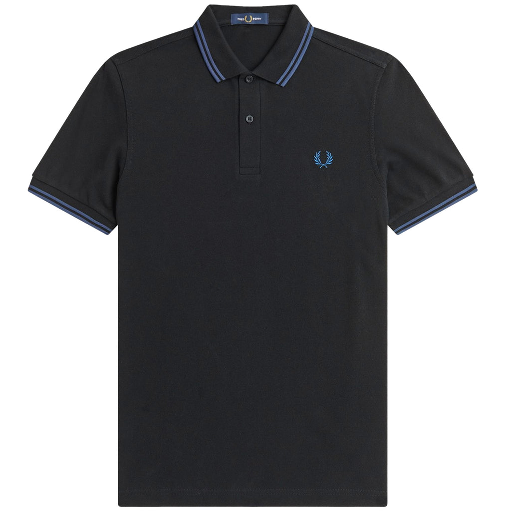 Fred Perry M3600 Twin Tipped Polo Shirt - Black and Midnight Blue