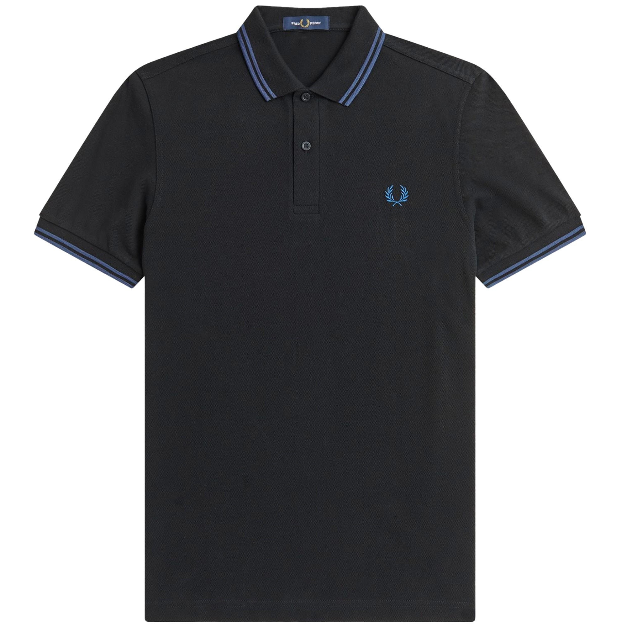 Fred Perry M3600 Twin Tipped Polo Shirt - Black and Midnight Blue