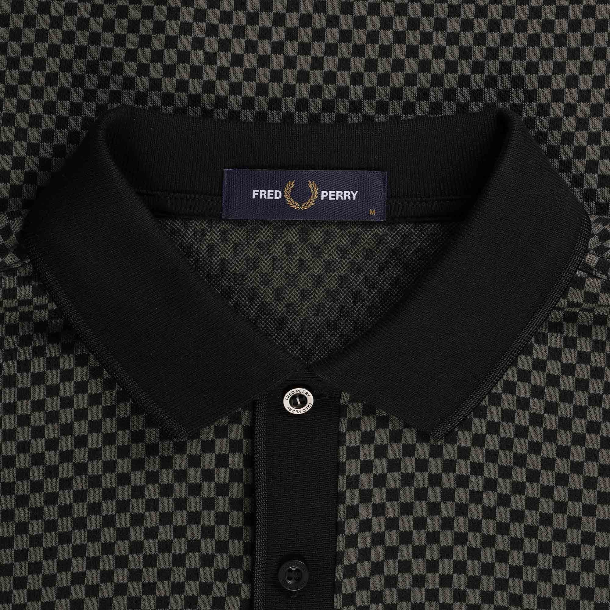 Fred Perry Micro Chequerboard Polo Shirt - Black
