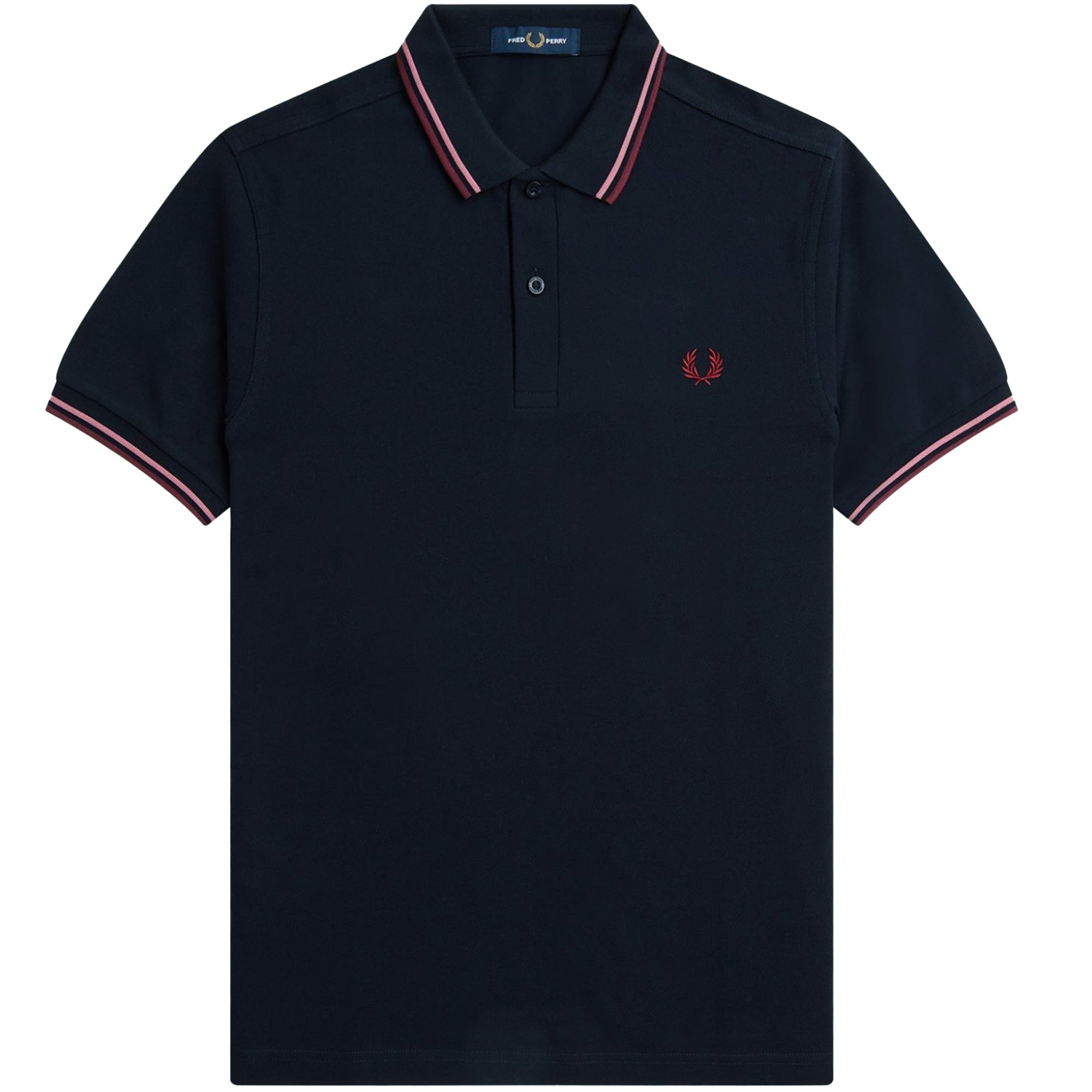 Fred Perry M3600 Twin Tipped Polo Shirt - Navy and Dusty Pink