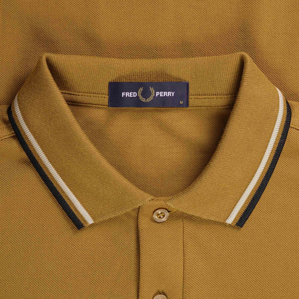 Fred Perry M3636 Long Sleeve Polo Shirt - Dark Caramel