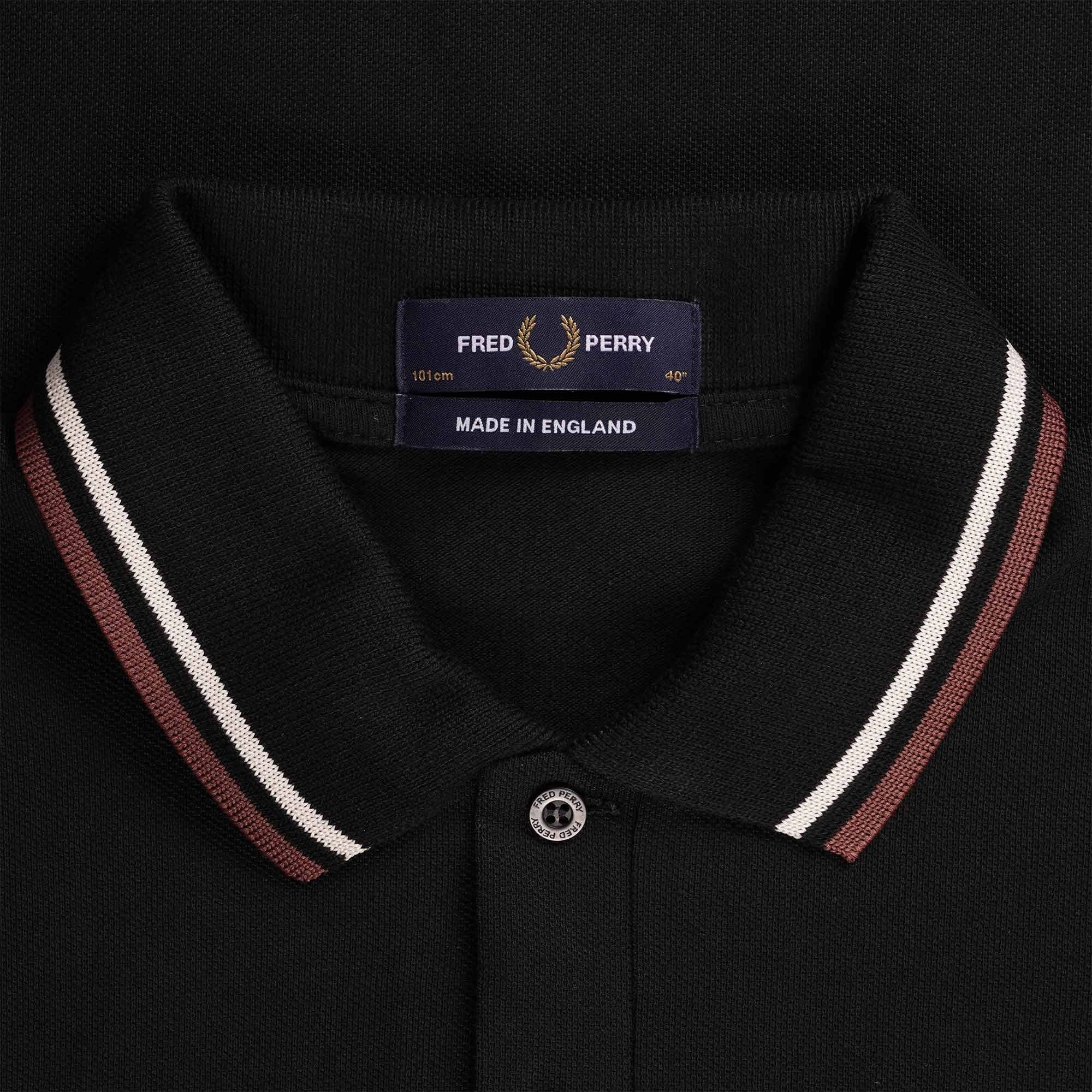 Fred Perry Reissues M12 Twin Tipped Polo Shirt - Black & Oatmeal