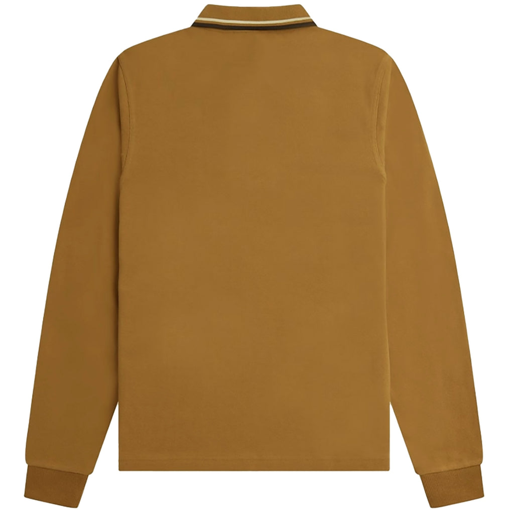 Fred Perry M3636 Long Sleeve Polo Shirt - Dark Caramel