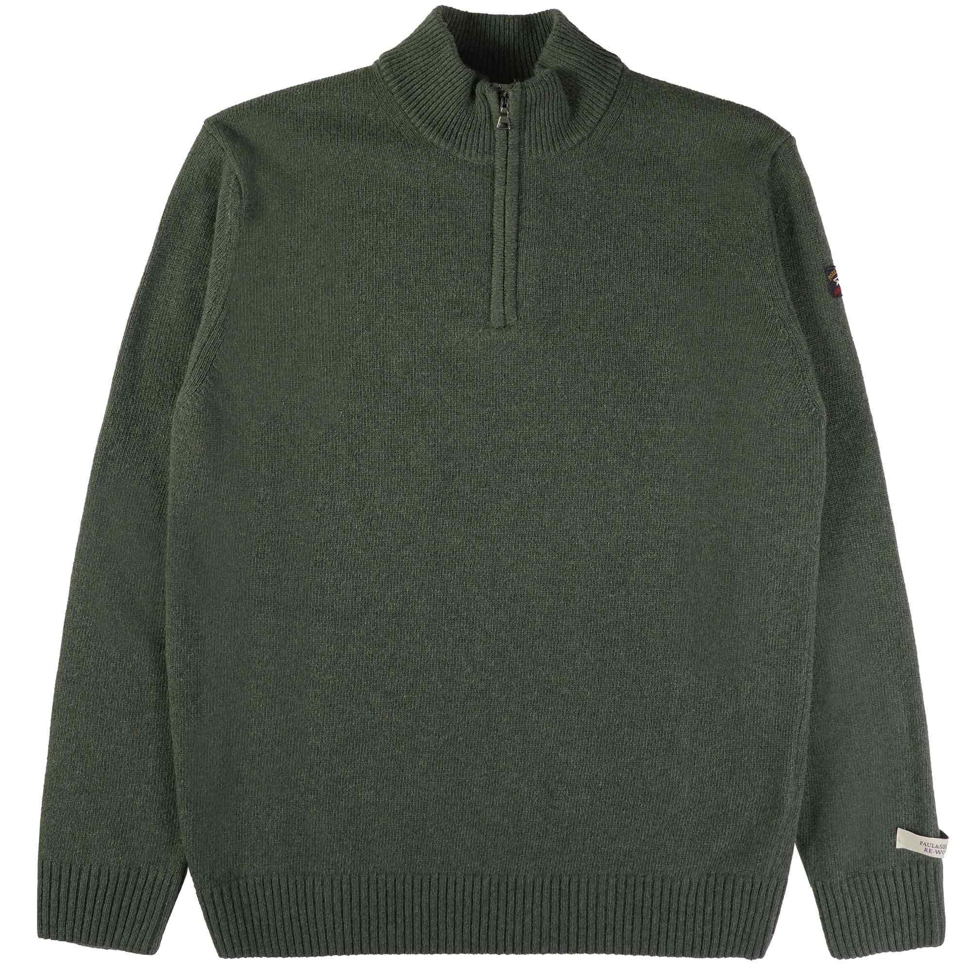 Paul and Shark Half Zip Jumper - Khaki
