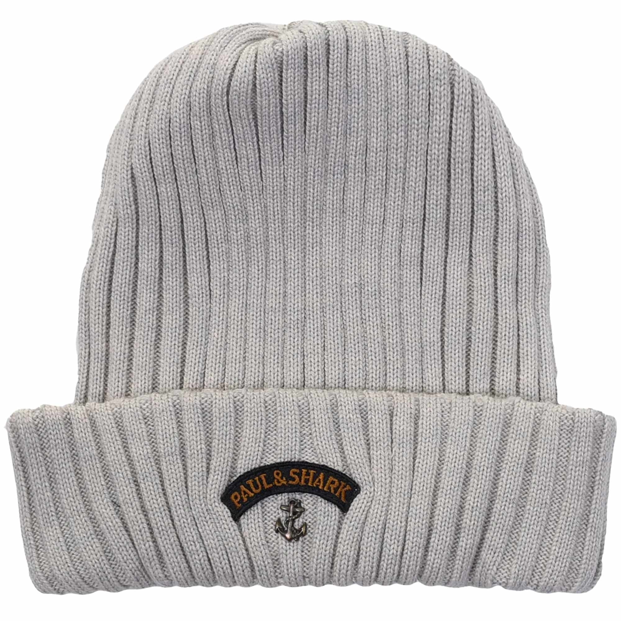 Paul and Shark Anchor Beanie - Light Grey