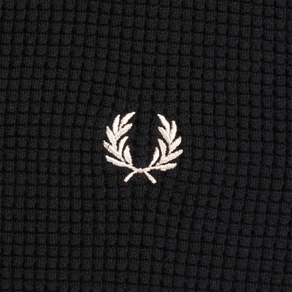 Fred Perry Waffle Stitch Henley Shirt - Black
