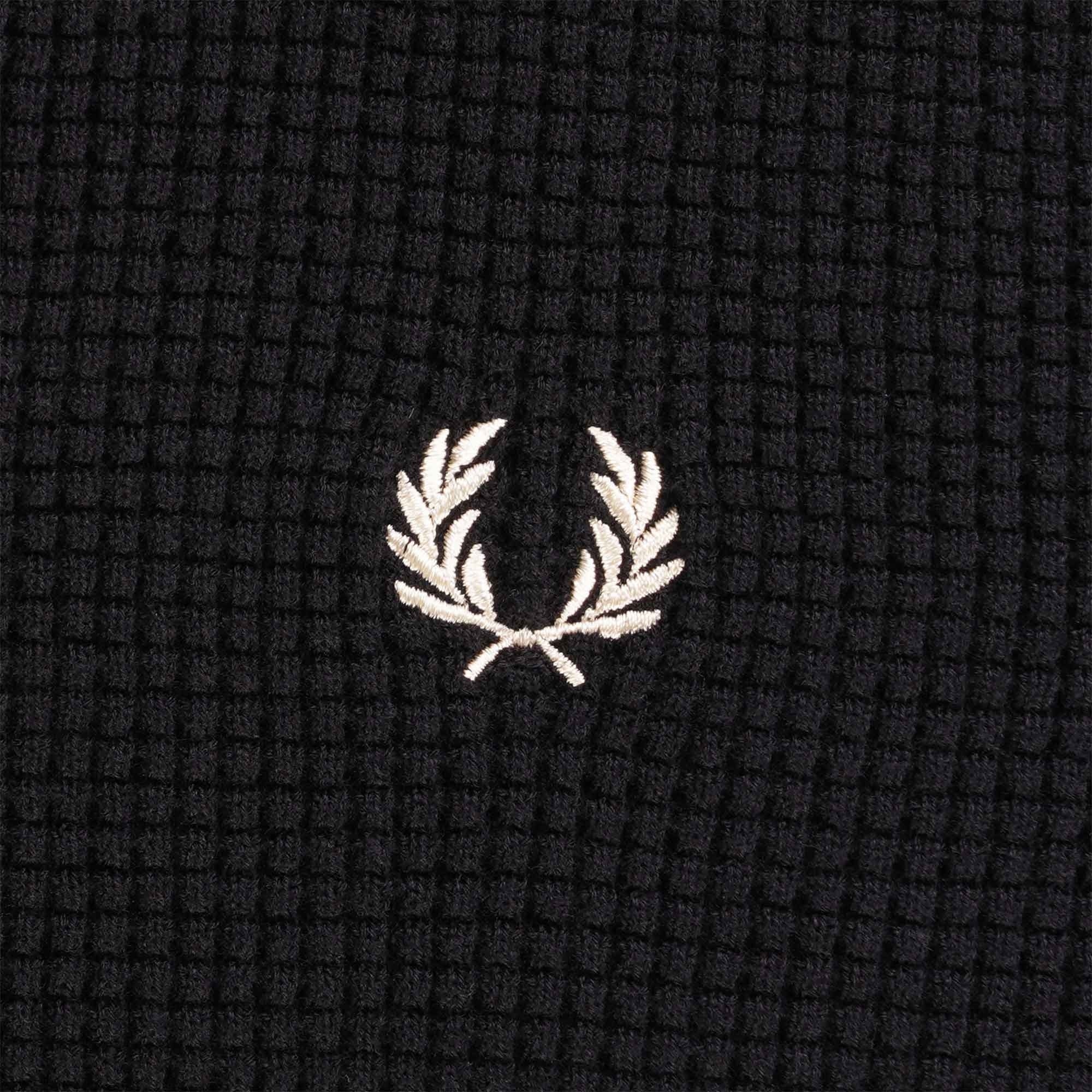 Fred Perry Waffle Stitch Henley Shirt - Black