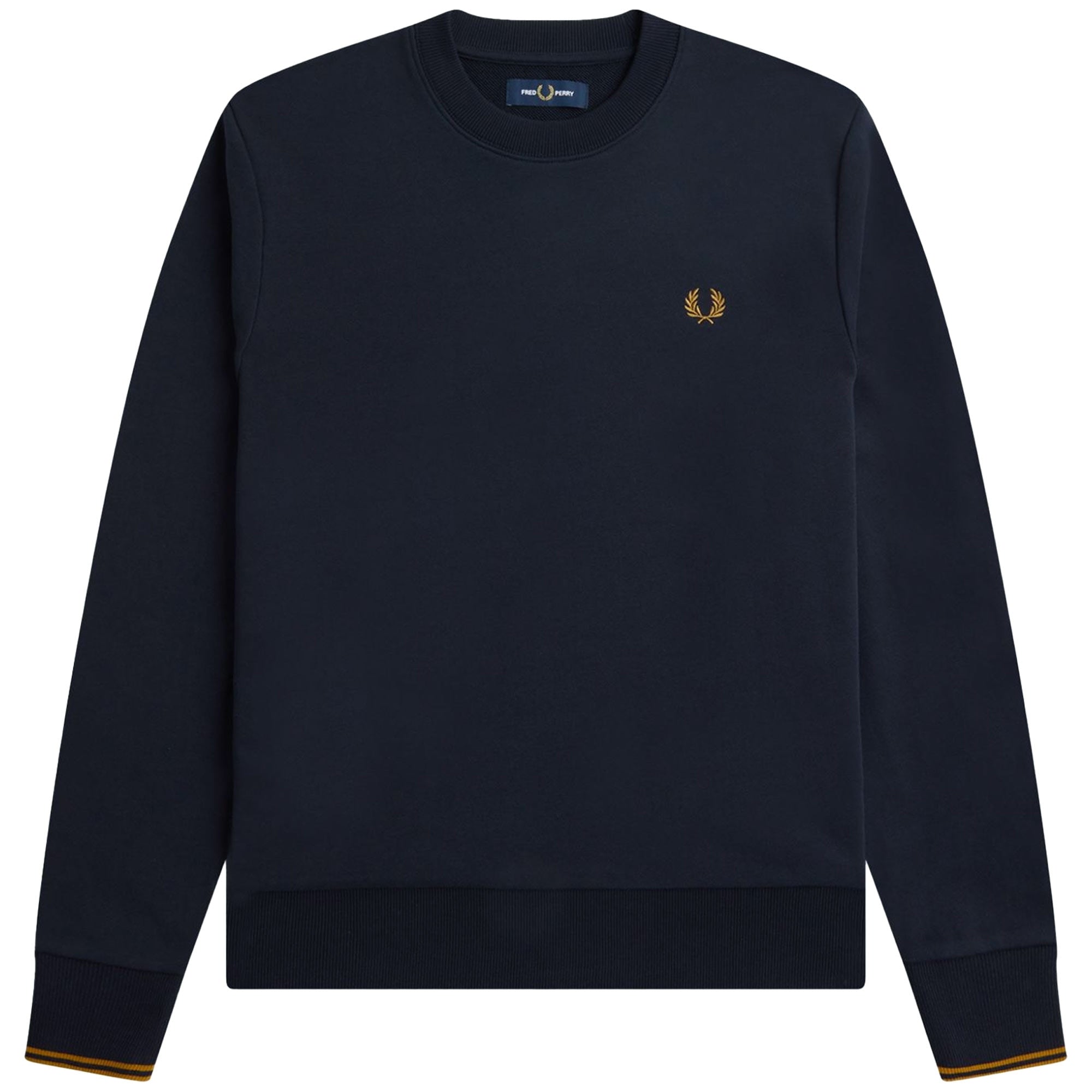 Fred Perry Crew Neck Sweatshirt - Navy and Caramel