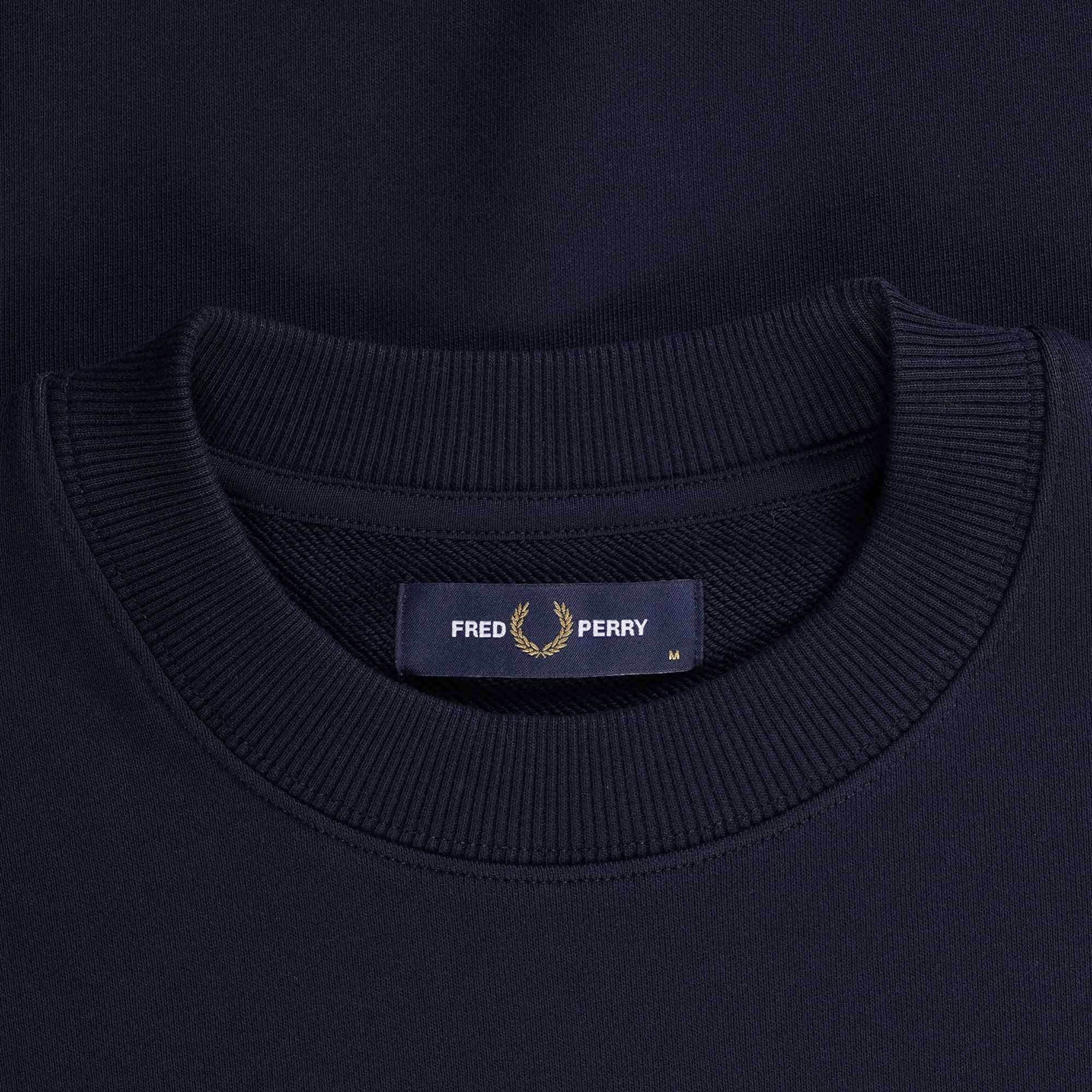 Fred Perry Crew Neck Sweatshirt - Navy and Caramel