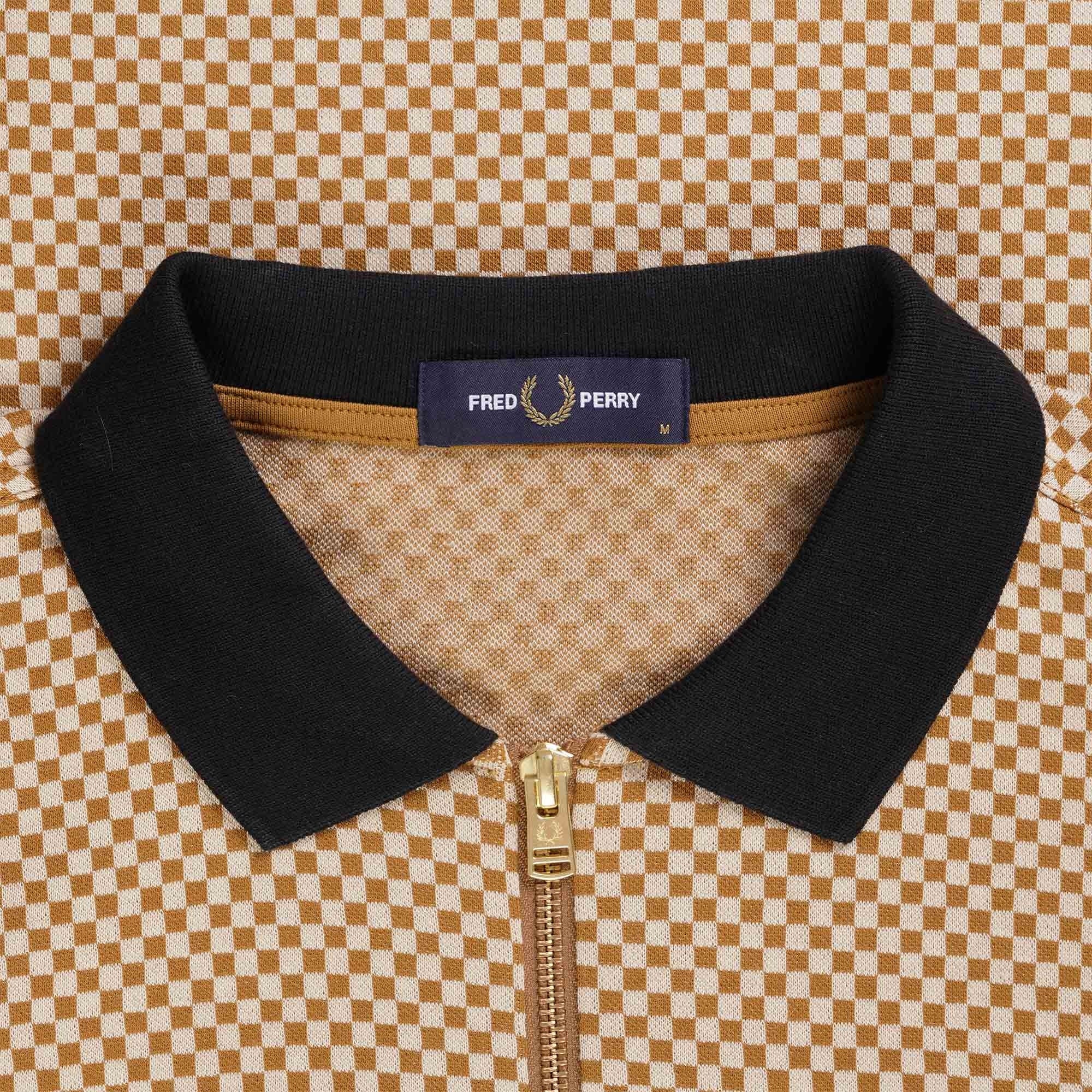 Fred Perry Micro Chequerboard Polo Shirt - Oatmeal