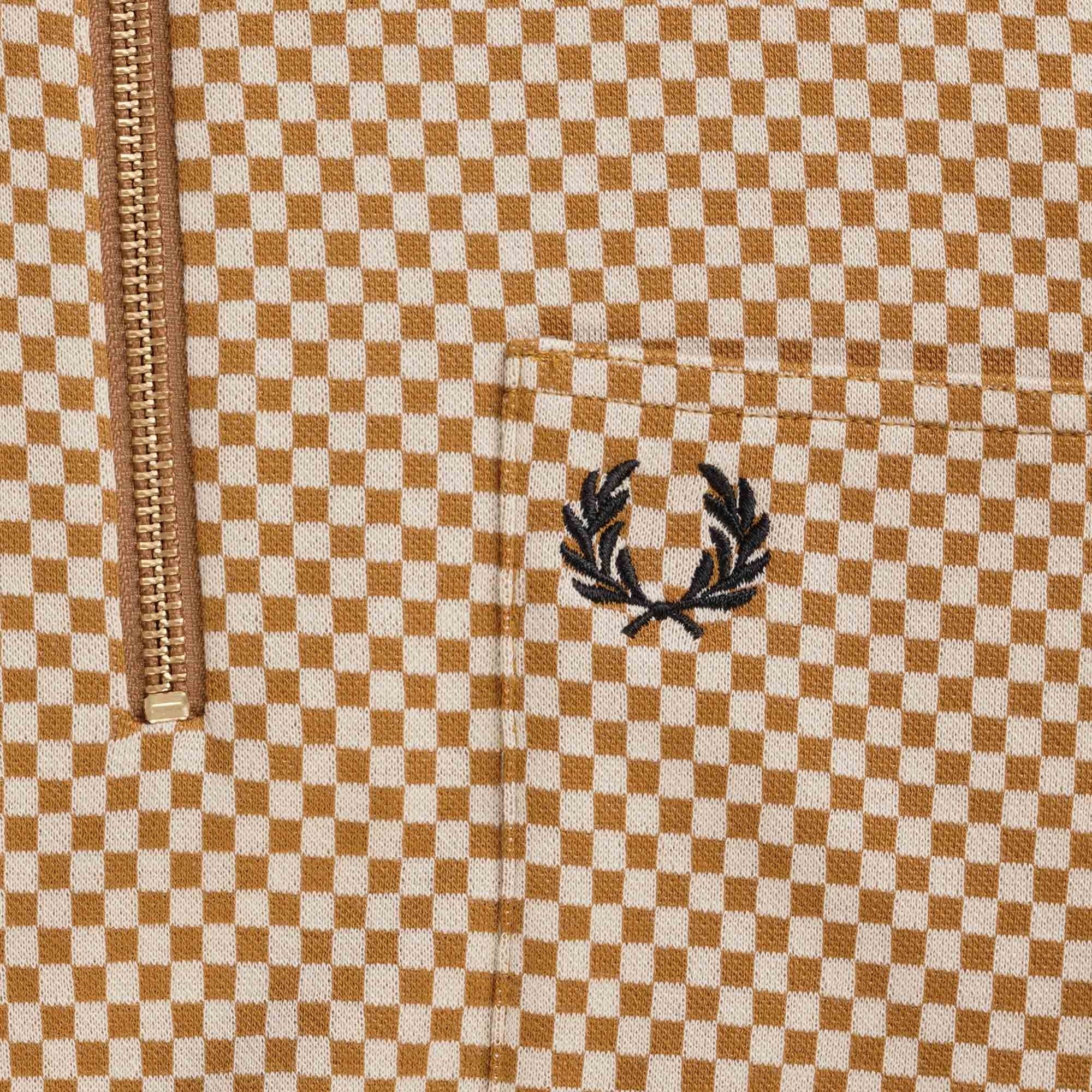 Fred Perry Micro Chequerboard Polo Shirt - Oatmeal