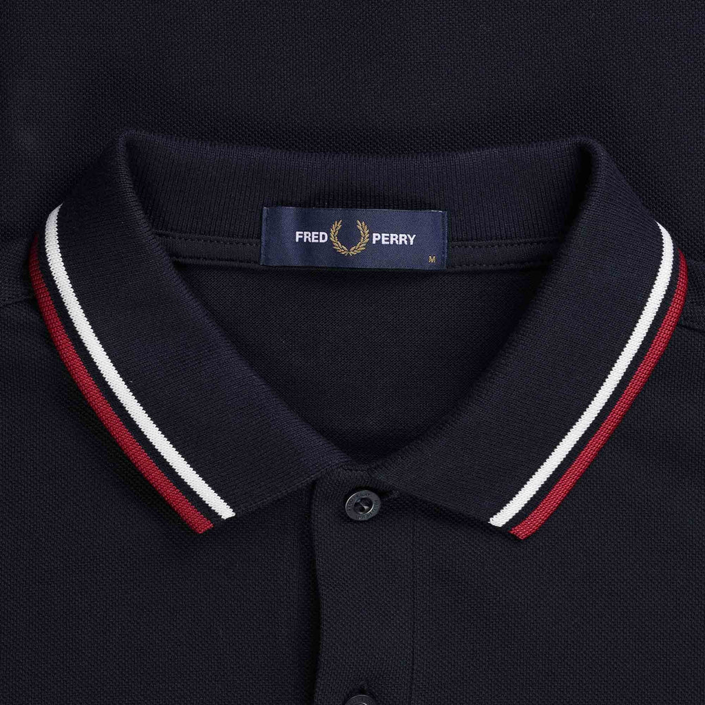 Fred Perry M3636 Long Sleeve Twin Tipped Polo Shirt - Navy