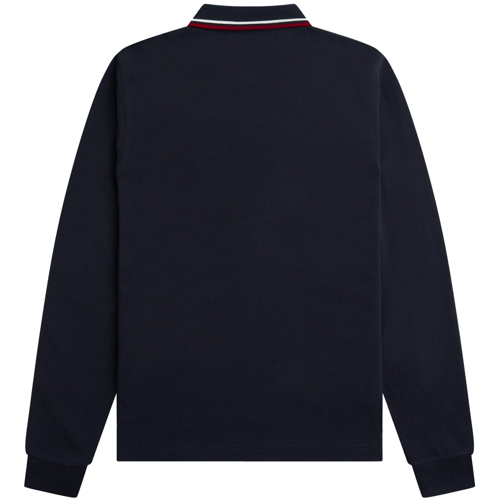 Fred Perry M3636 Long Sleeve Twin Tipped Polo Shirt - Navy