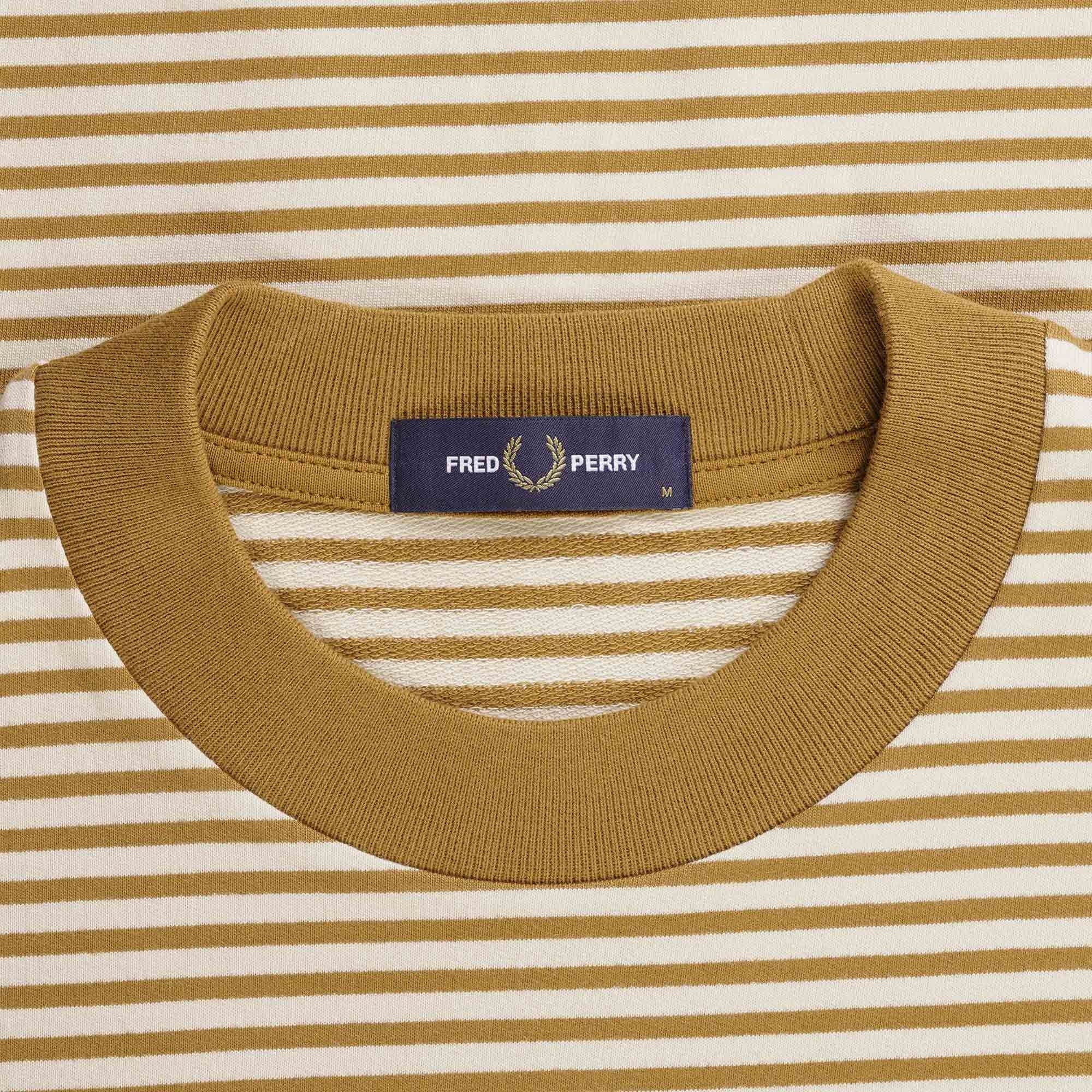 Fred Perry Fine Stripe Heavyweight T-Shirt - Oatmeal