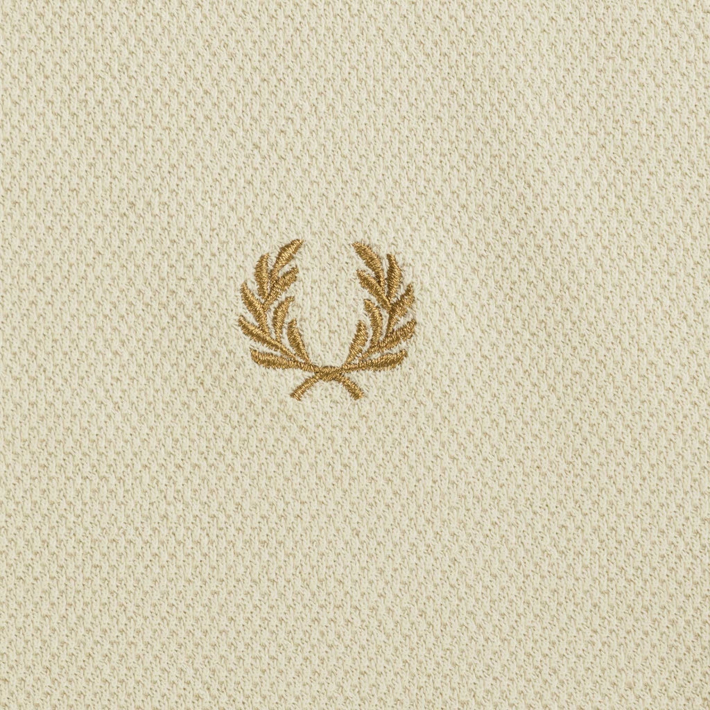 Fred Perry Button Through Long Sleeve Polo Shirt - Oatmeal