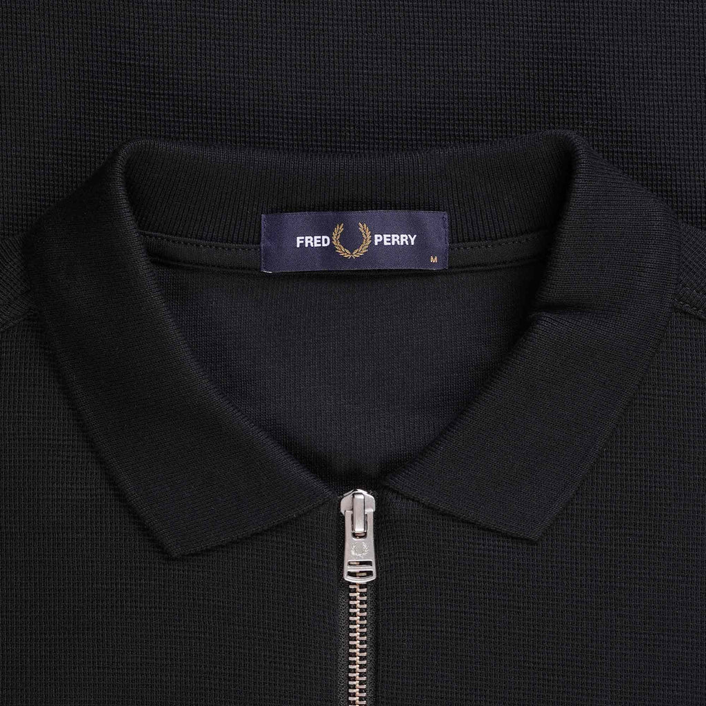 Fred Perry Waffle Texture Polo Shirt - Black