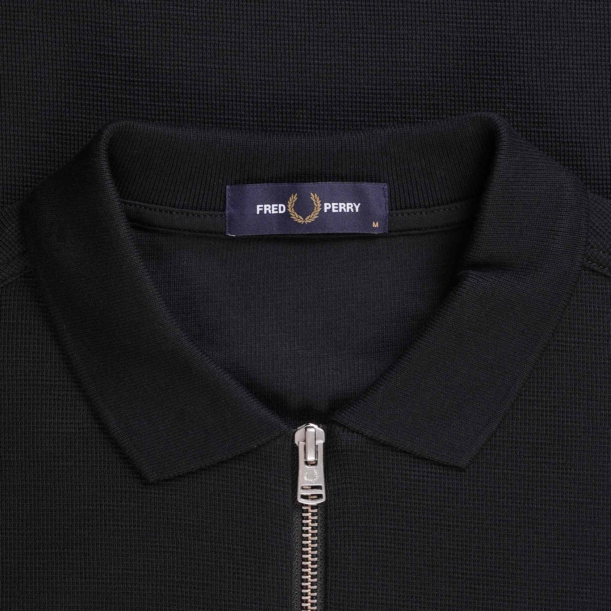 Fred Perry Waffle Texture Polo Shirt - Black