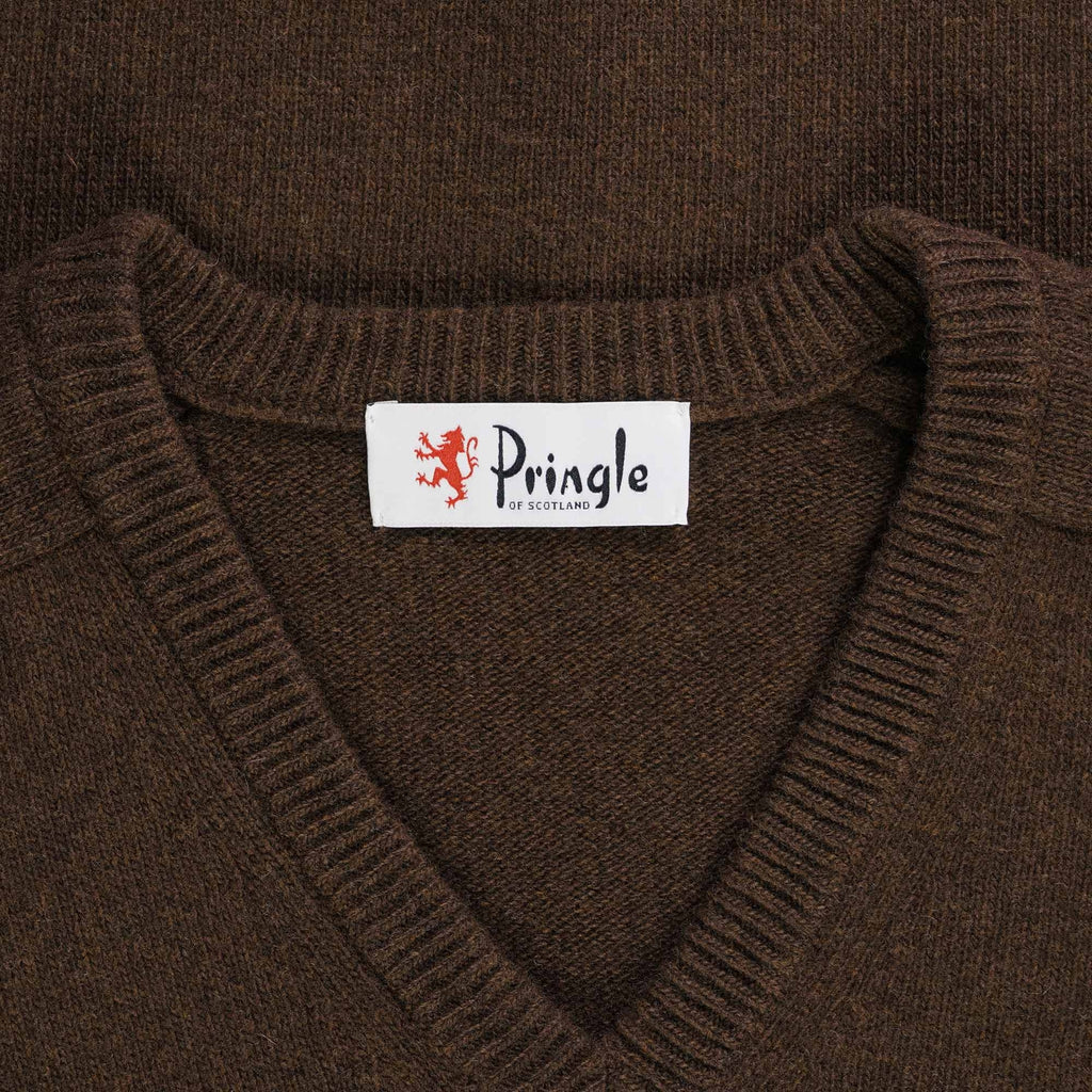 Pringle of Scotland V Neck Jumper - Dark Brown