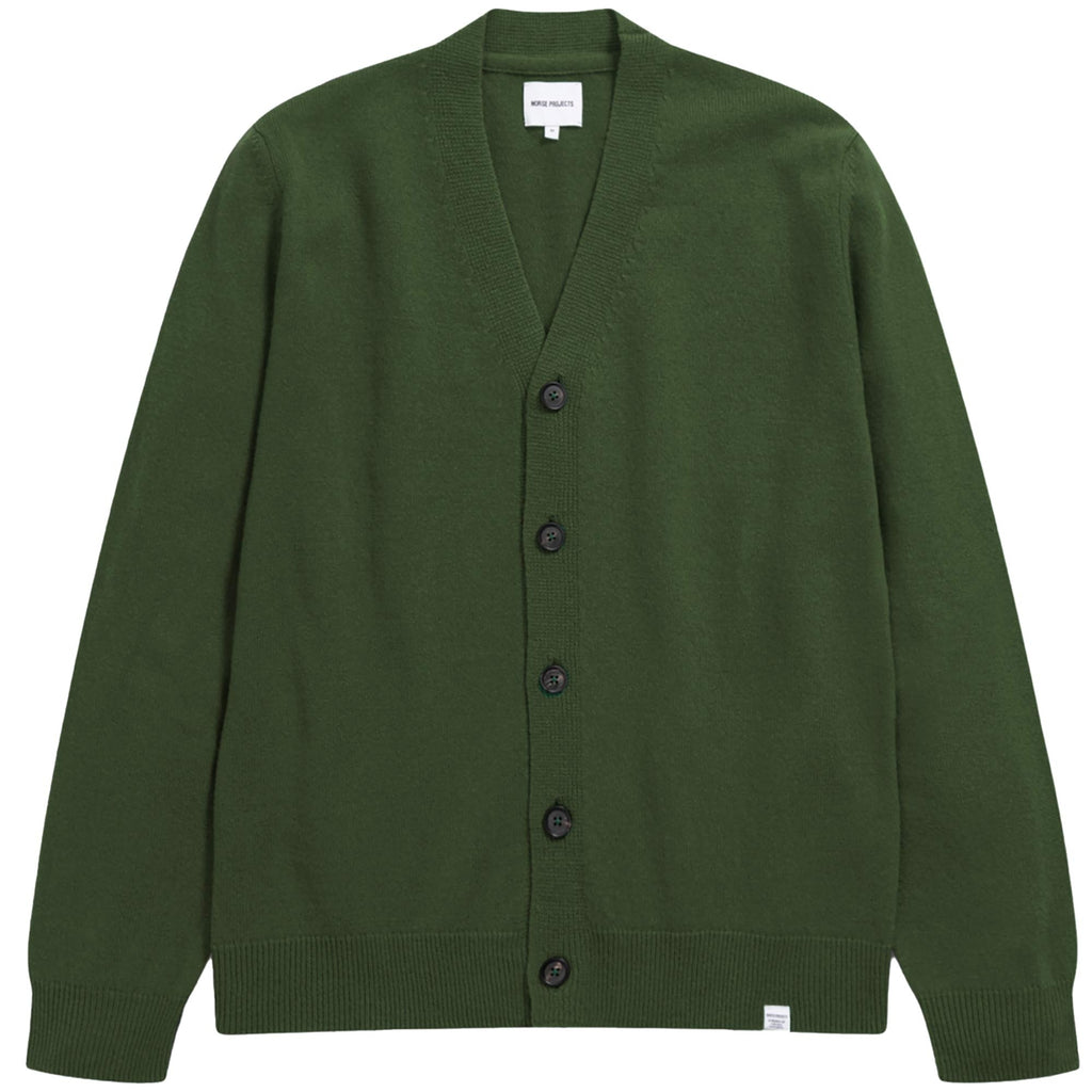 Norse Projects Adam Lambswool Cardigan - Army Green